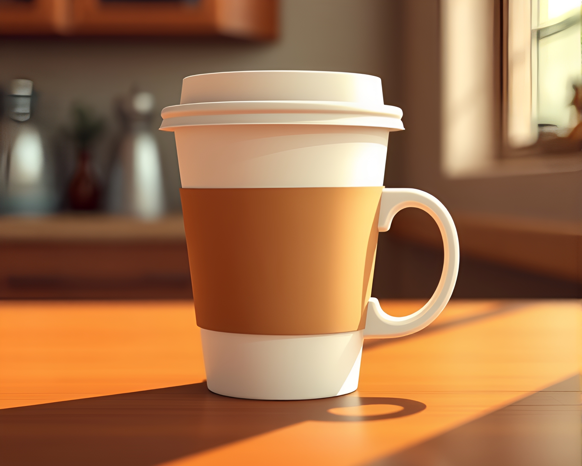 Coffee Cup Close-Up in Cel-Shaded Art Style – free AI stock image