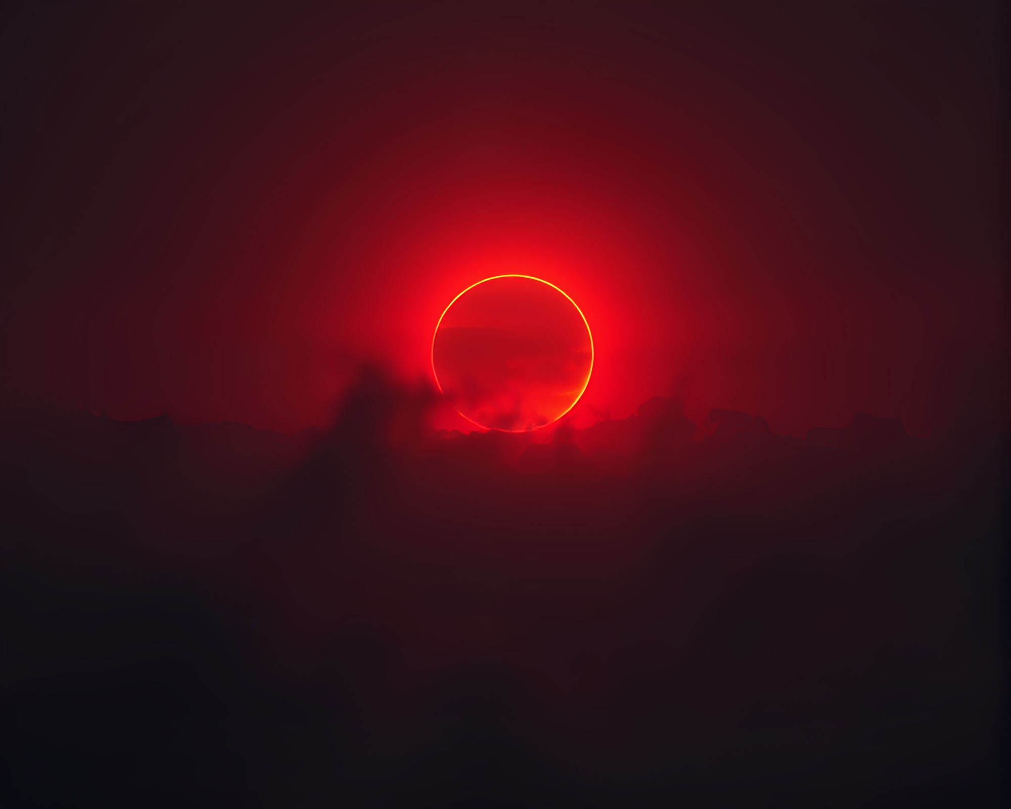 Dystopian Solar Eclipse: Embers in Analogous Hues – free AI stock image