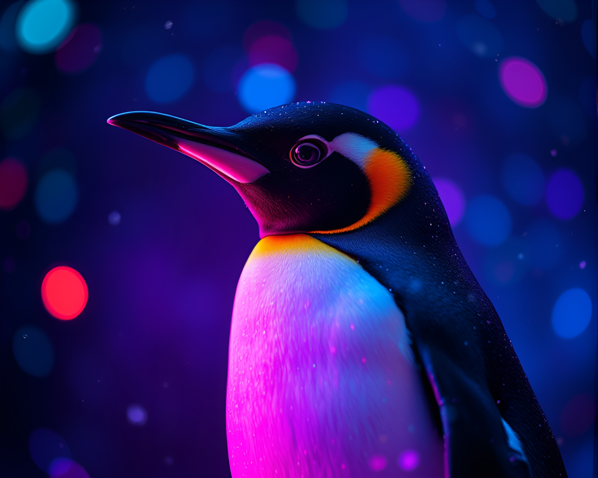 Penguin Constellation in Cosmic Stained Glass Mirage – free AI stock image