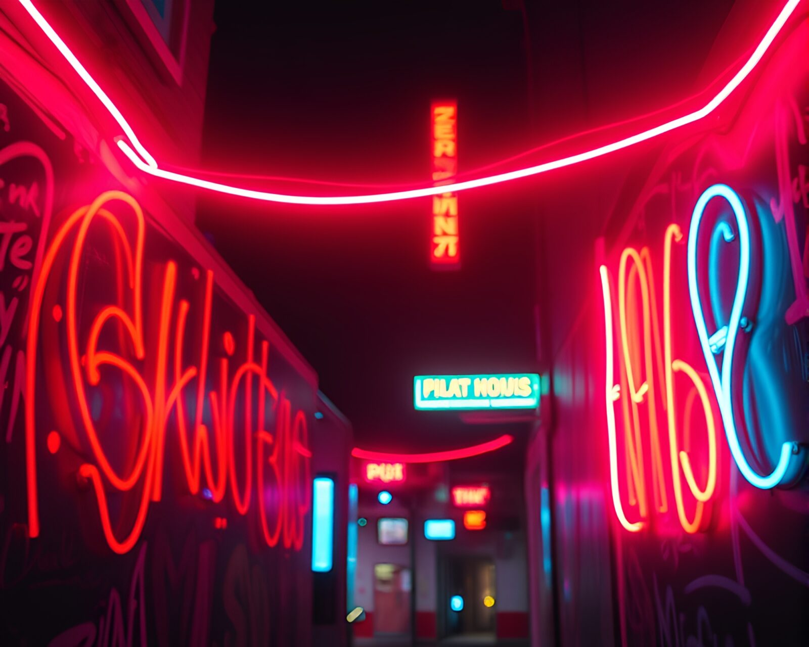 Vibrant neon wireframe shapes glowing in infrared warmth