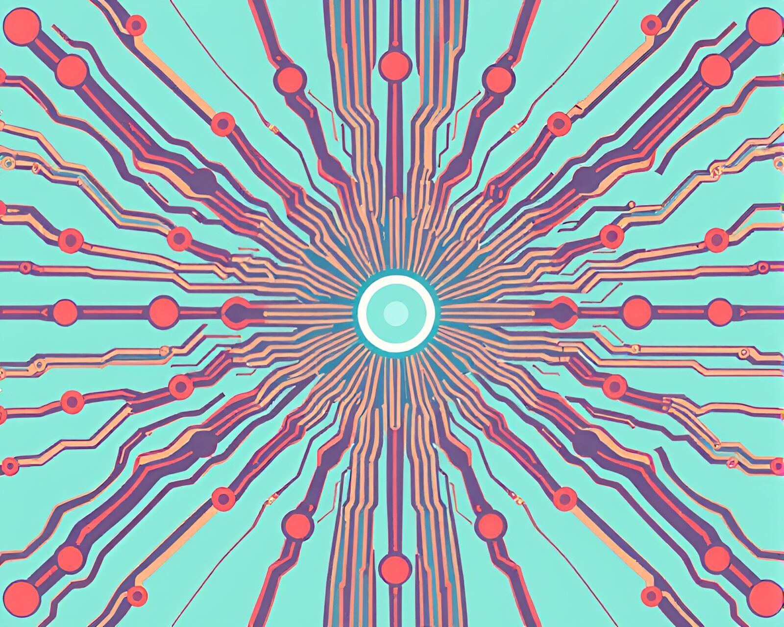 Abstract circuit board pattern in soothing turquoise colors