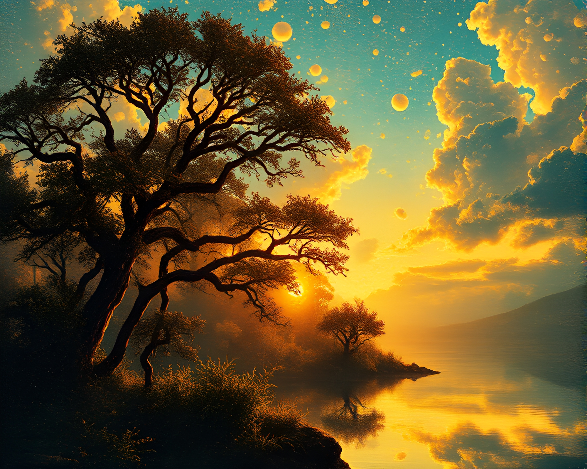 Vibrant Dimensional Rift: Savannah Pointillism Fantasy – free AI stock image