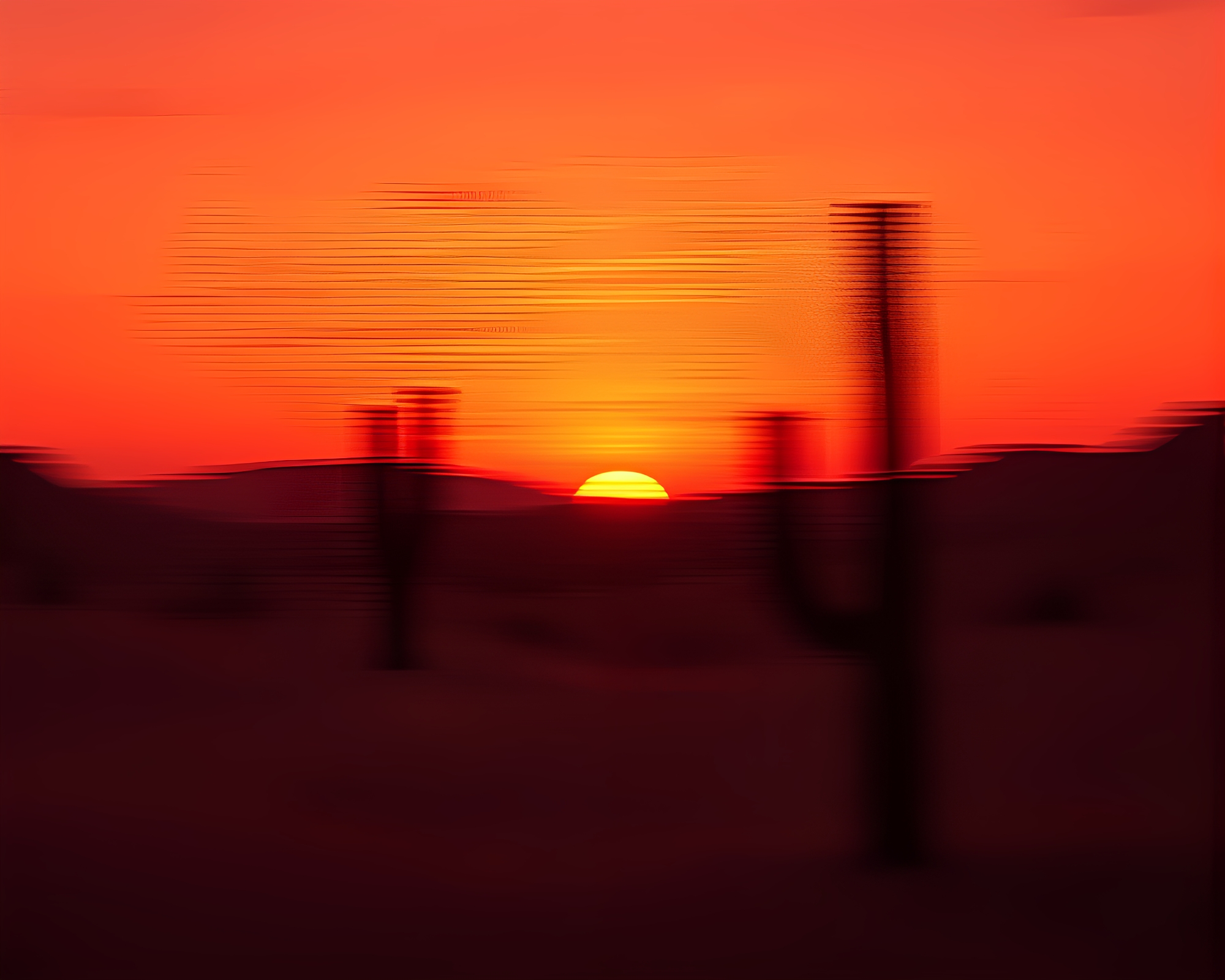 Halftone Grid Mirage at Sunset – free AI stock image
