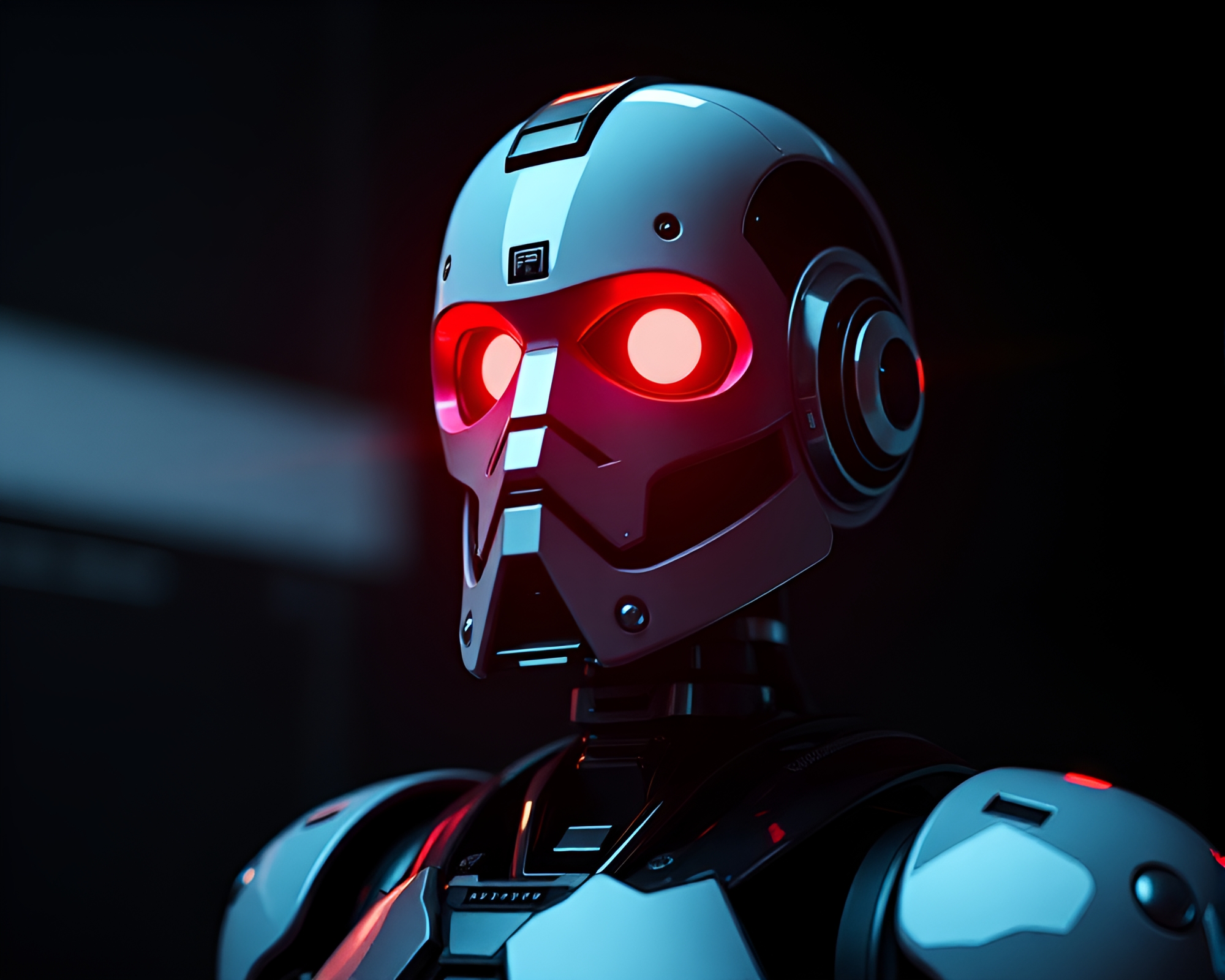 Neon-Noir Robot in Low-Poly Cityscape – free AI stock image