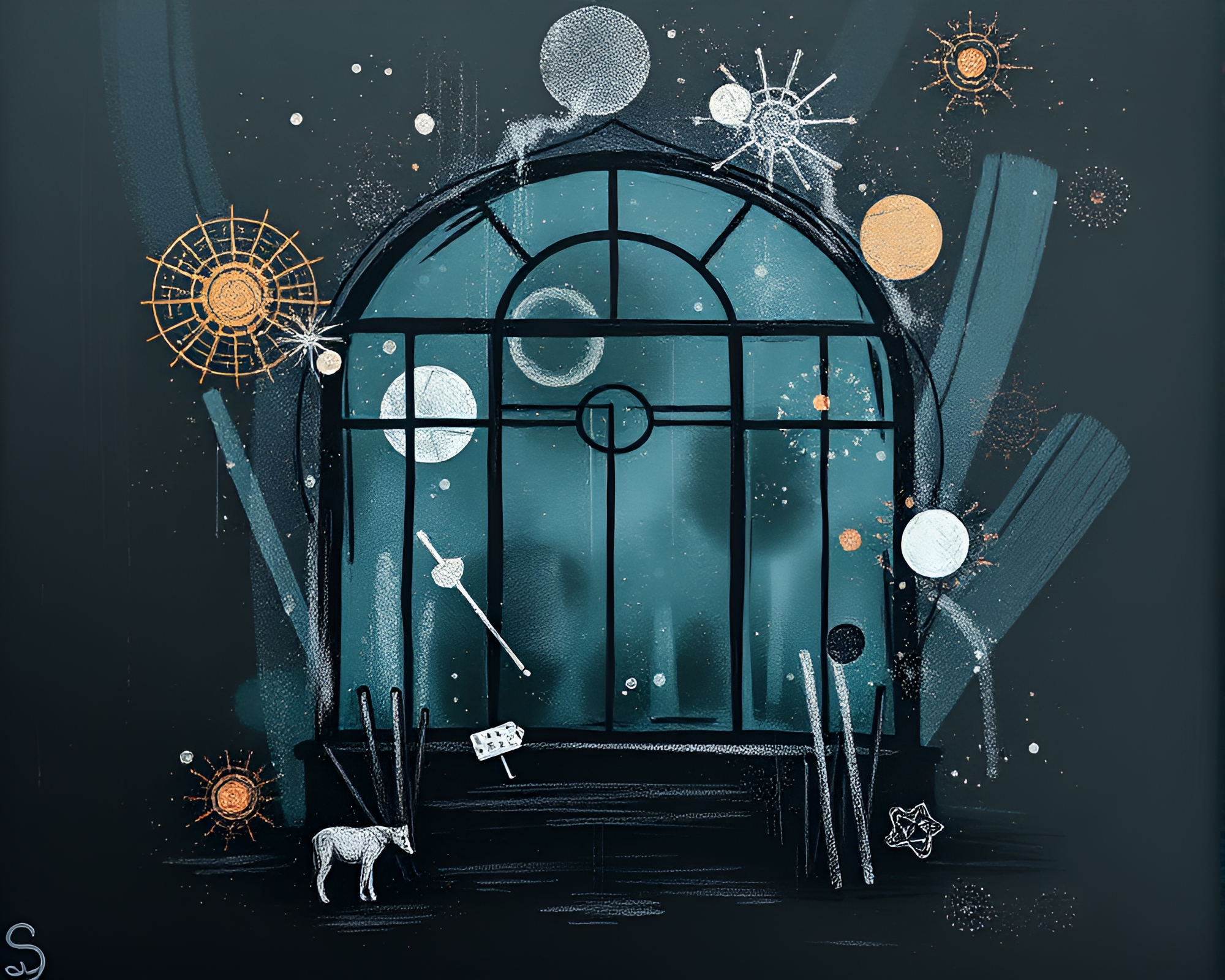 Steampunk Glass Greenhouse in Cosmic Dust Palette – free AI stock image