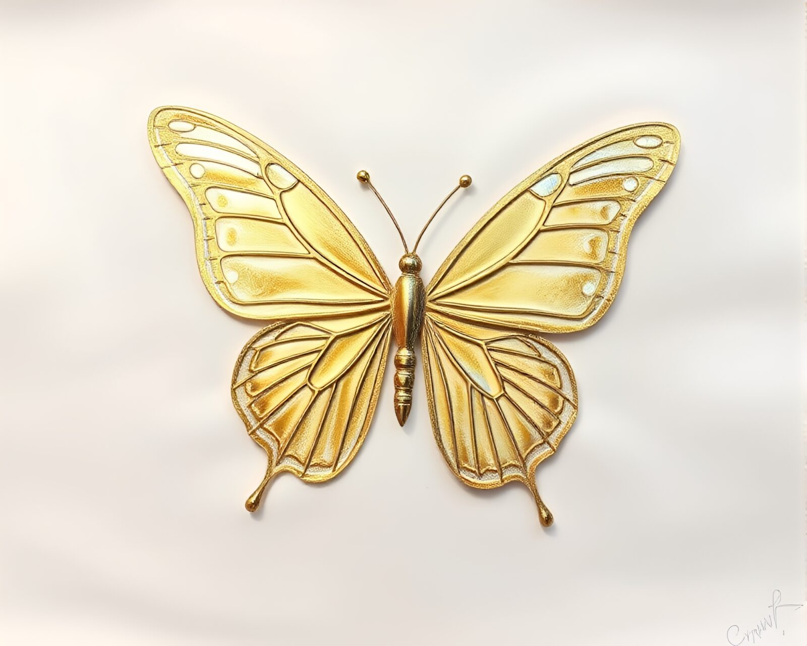 Gorgeous off-white warmth with silk butterfly foil stamping design