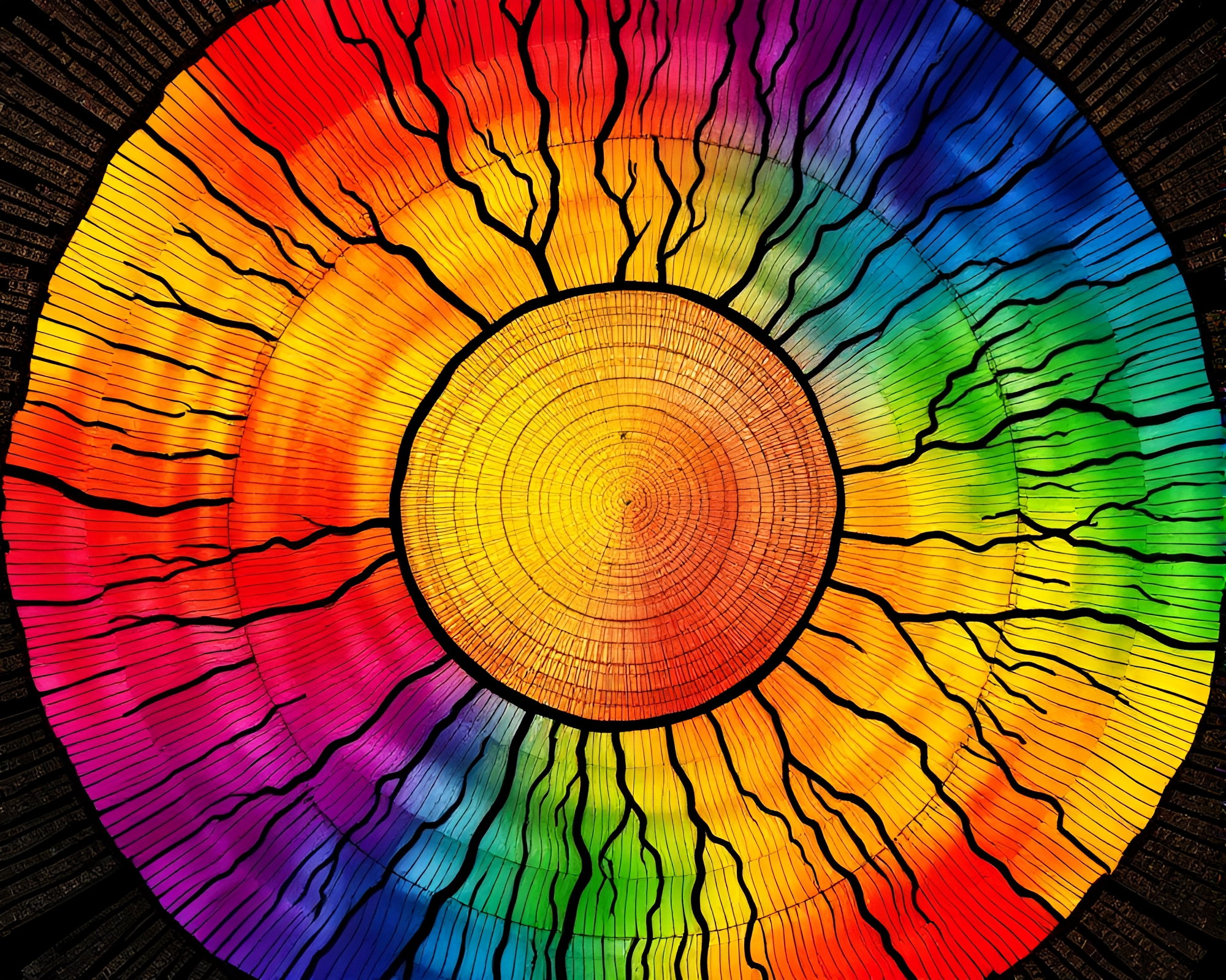 Rainbow Cello Concerto in Tree Ring Harmony – free AI stock image