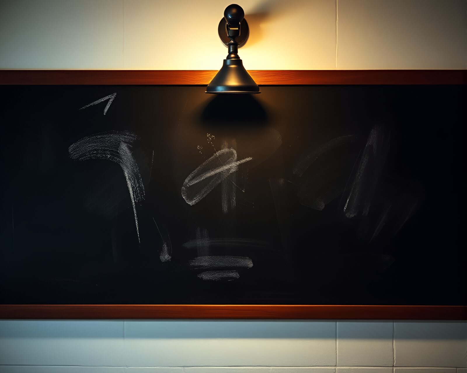 Chalkboard smudges frame tranquil river under warm lamp glow
