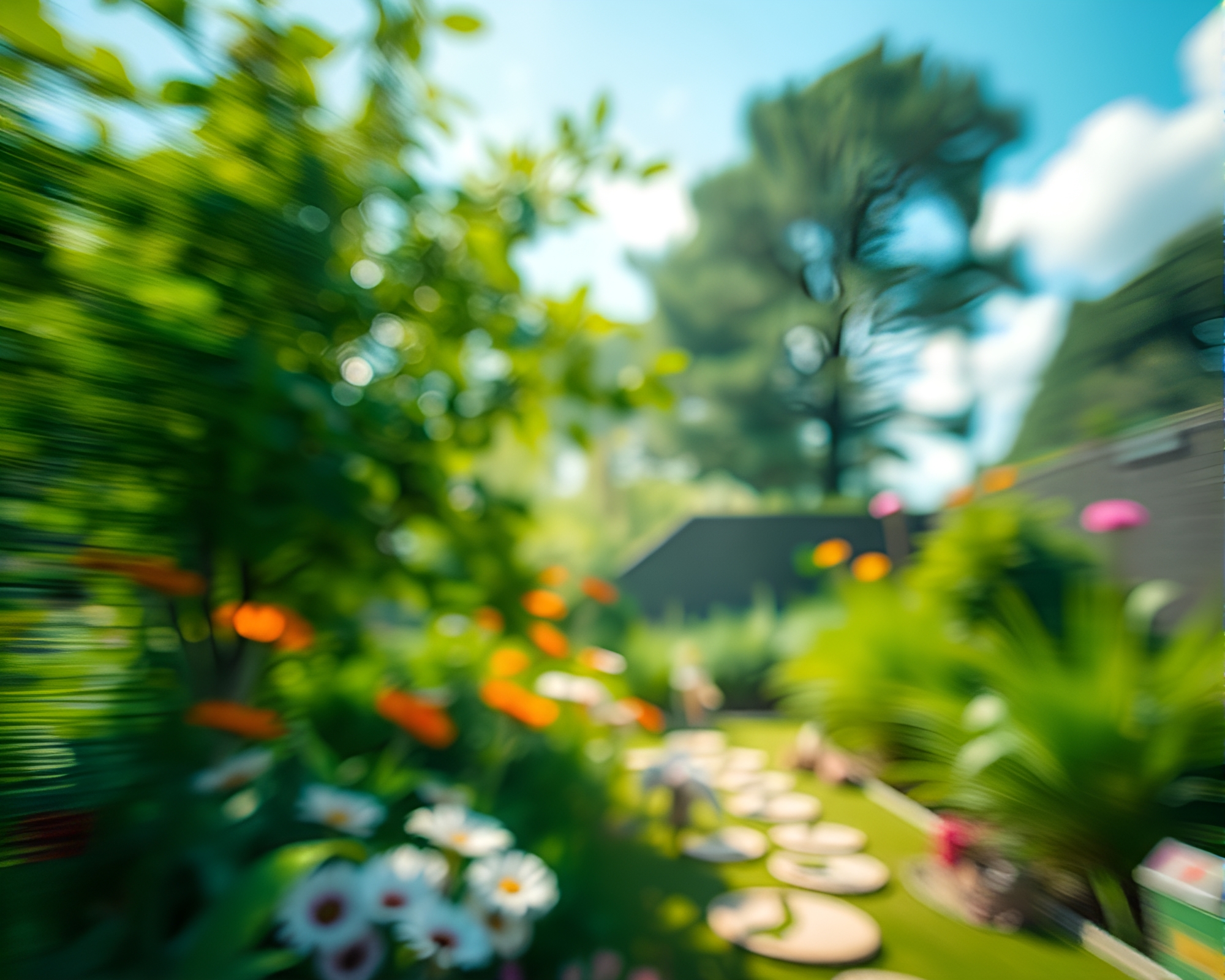 Sky Garden Serenity Panorama with Toon Shading – free AI stock image