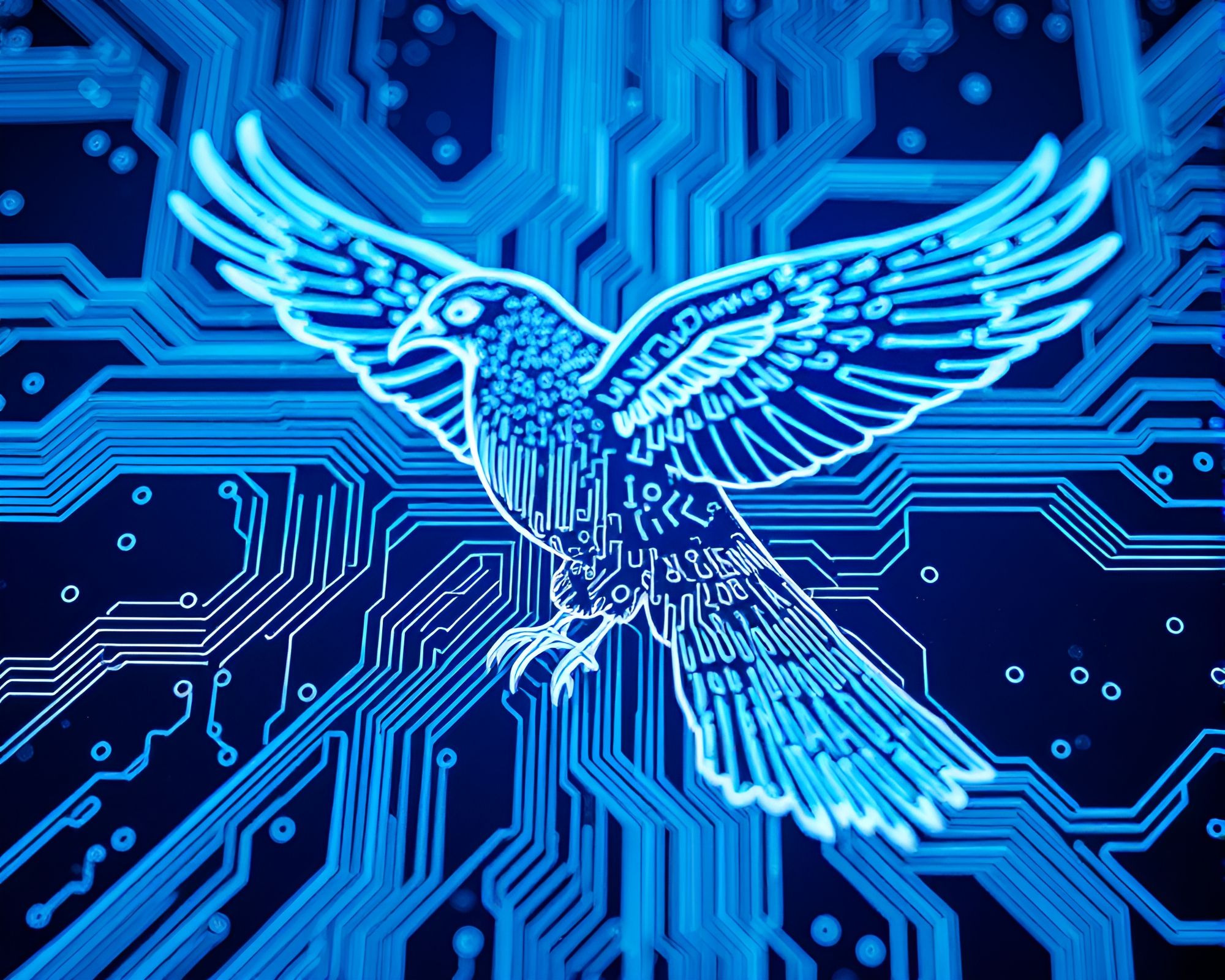 Falcon-inspired Circuit Board Data Visualization – free AI stock image