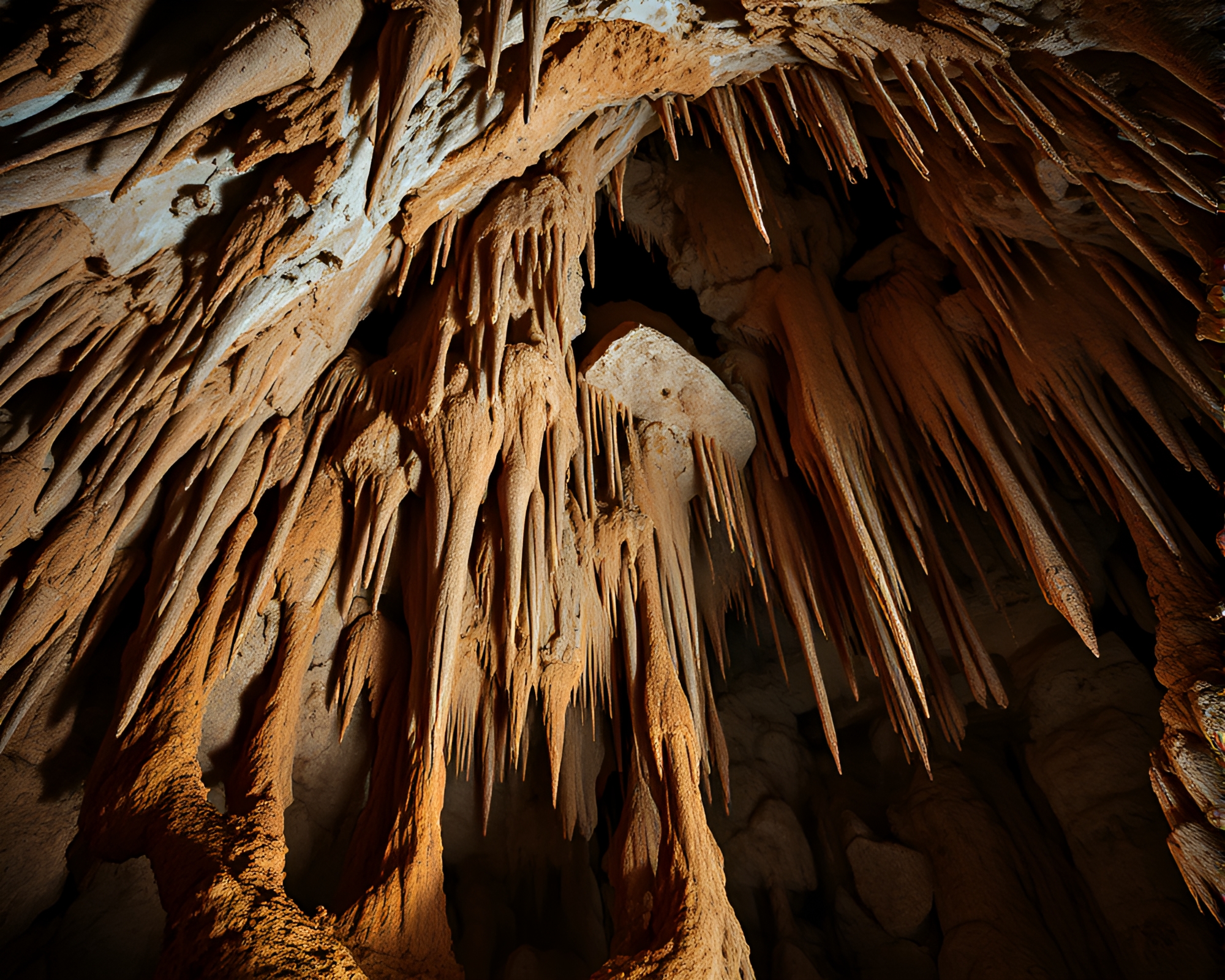 Glistening Stalactite Cave HDR Photorealistic Stitched Pattern – free AI stock image