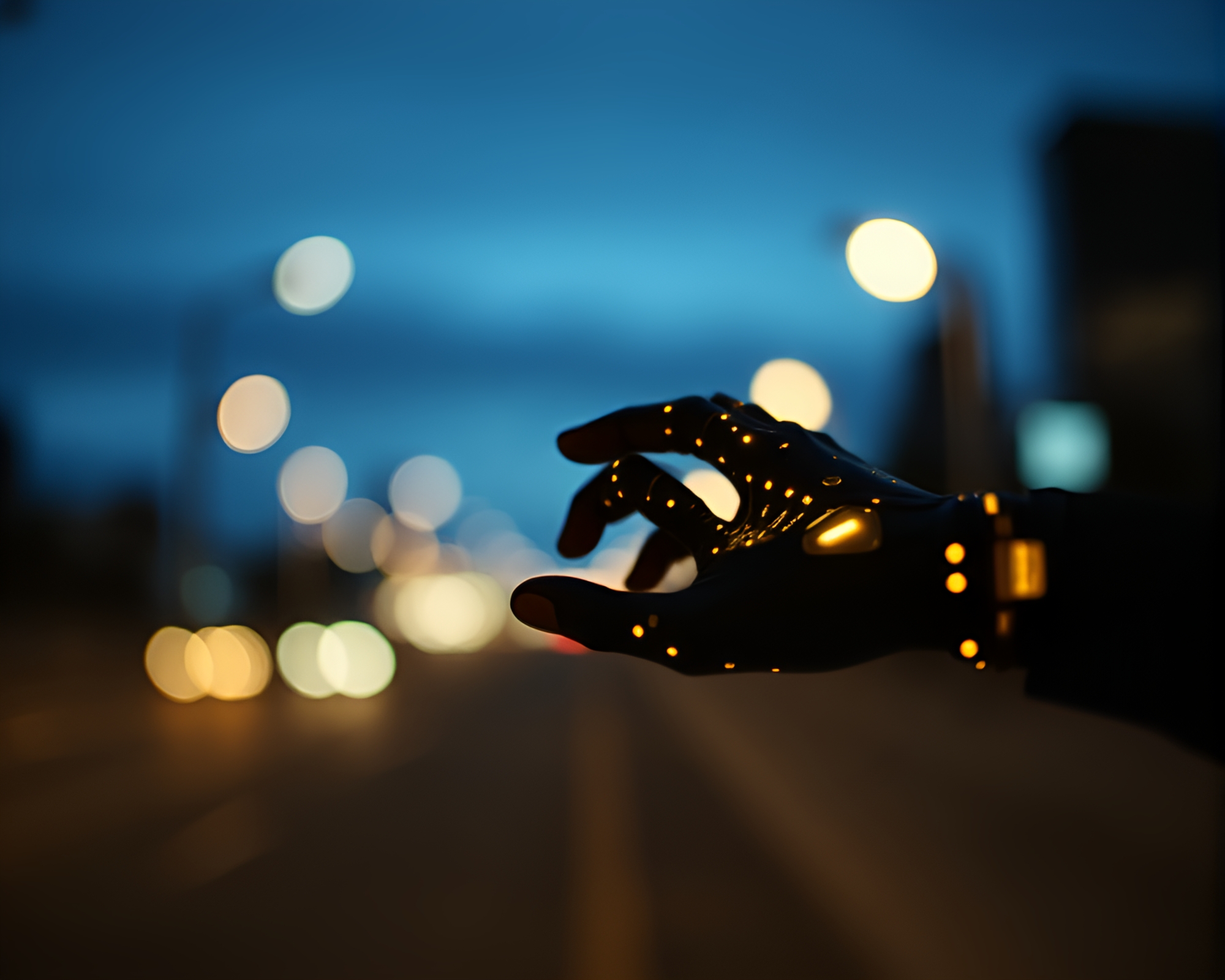 Twilight Cybernetic Hand in Sepia Sepulcher – free AI stock image