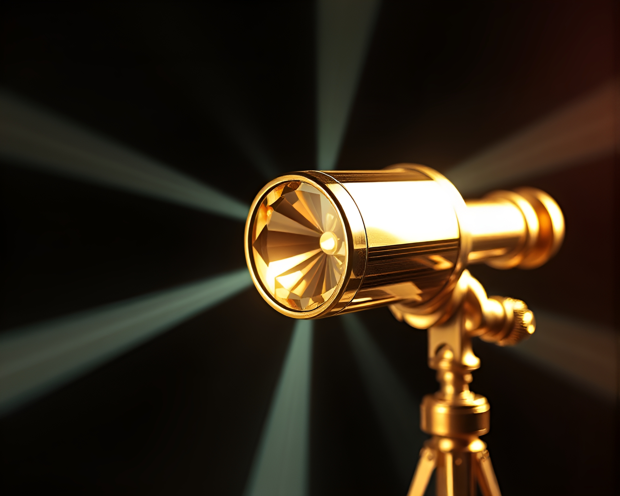 Striped Brass Telescope in X-Ray Topaz Light – free AI stock image