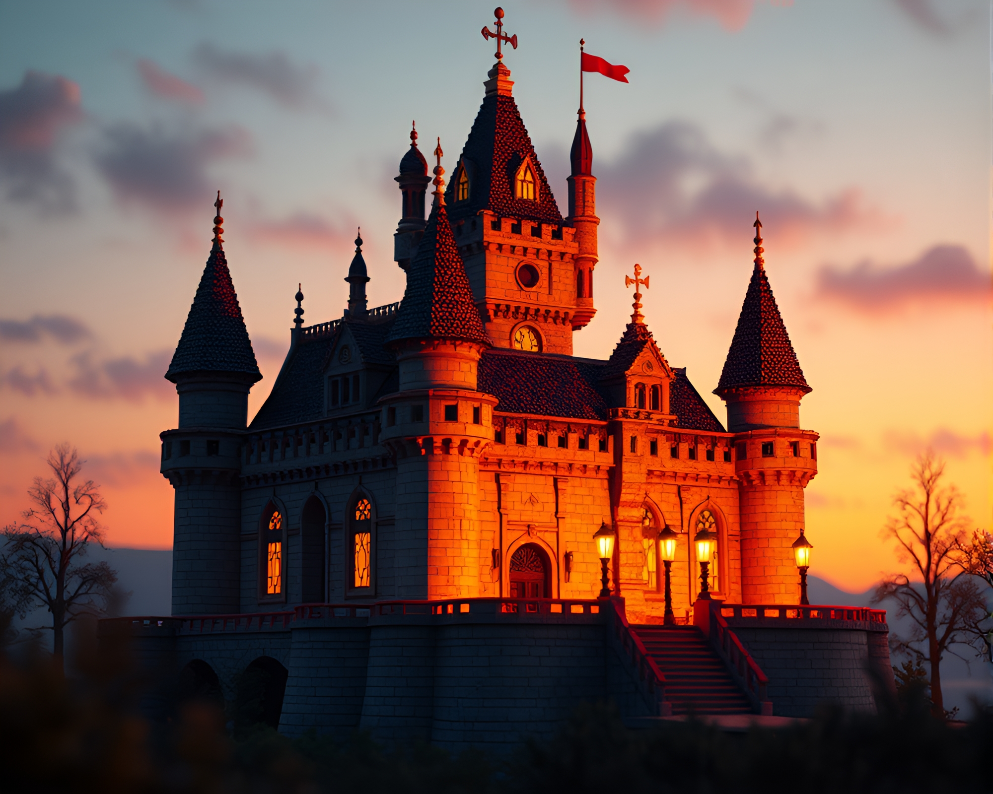 Castle in Dot Matrix Stop-Motion Animation – free AI stock image