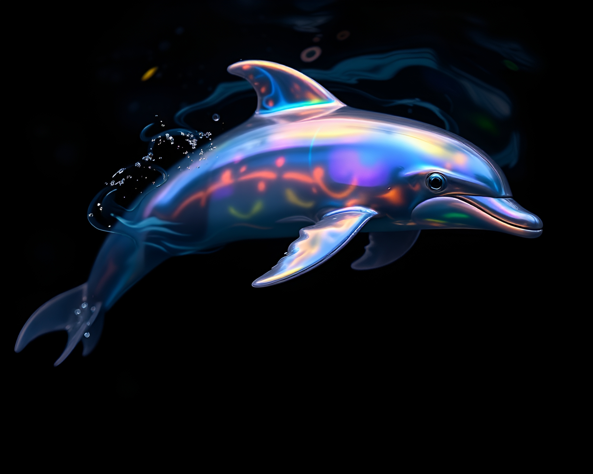 Amazon River Dolphin in Iridescent Soap Film – free AI stock image
