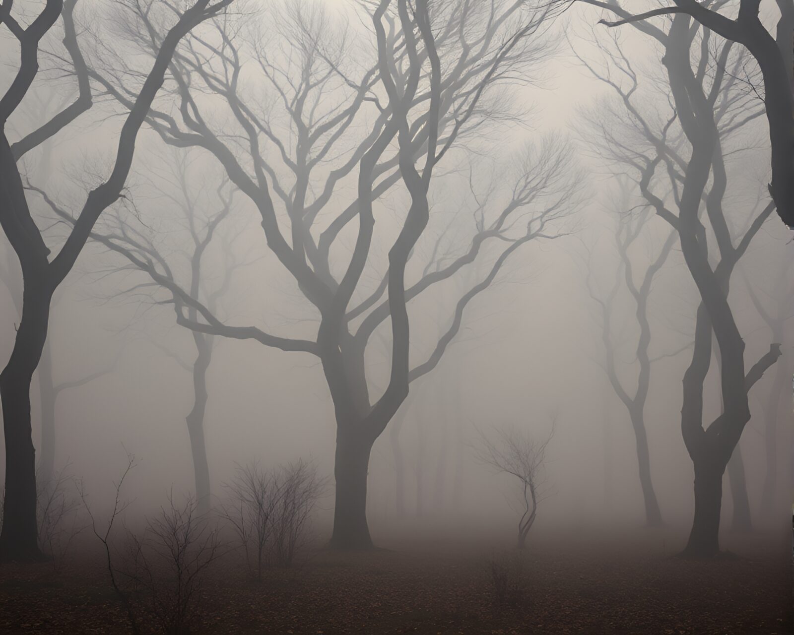 Mystical forest with smoky haze in vibrant divisionist colors
