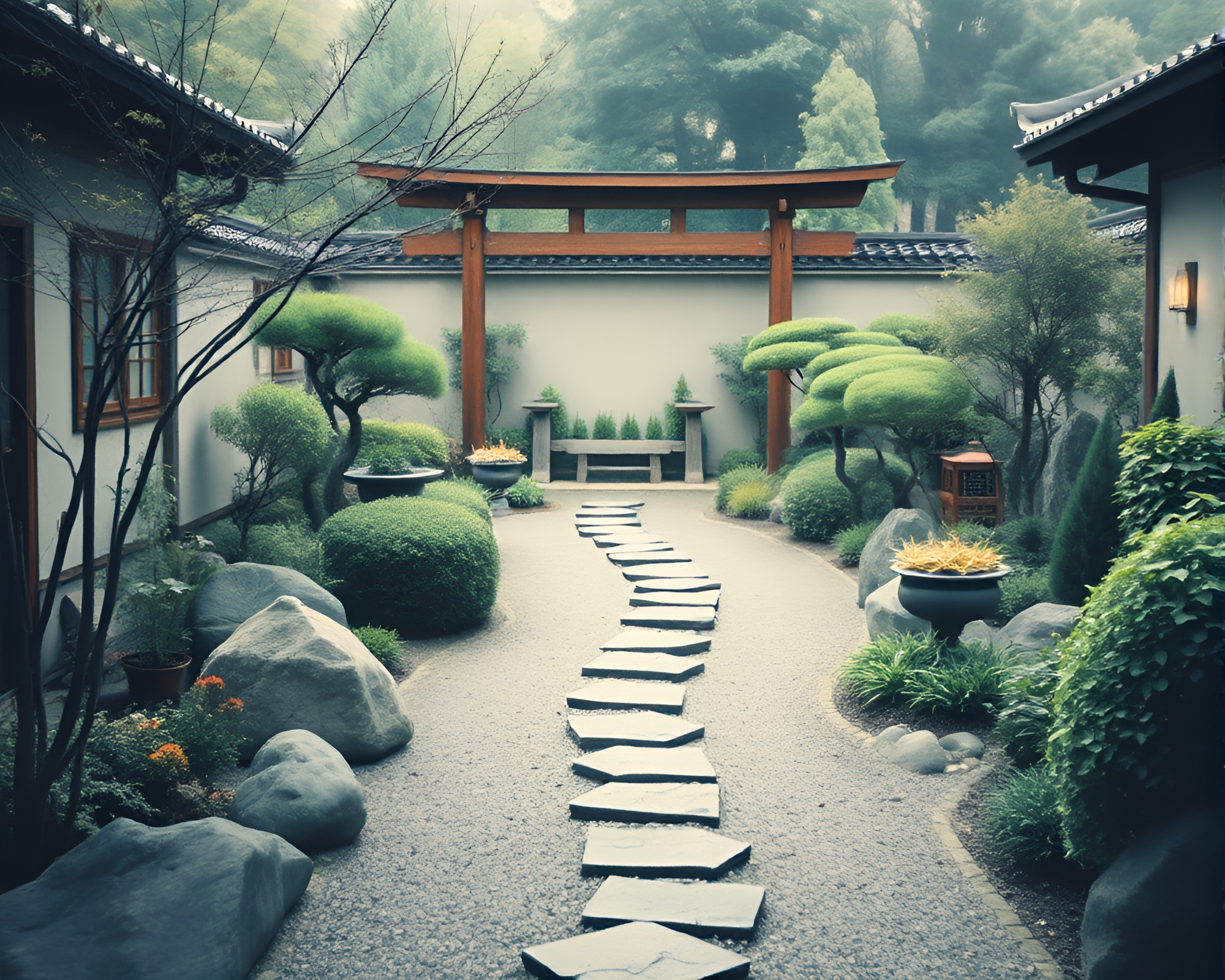 Tranquil Zen Garden Watercolor Painting – free AI stock image