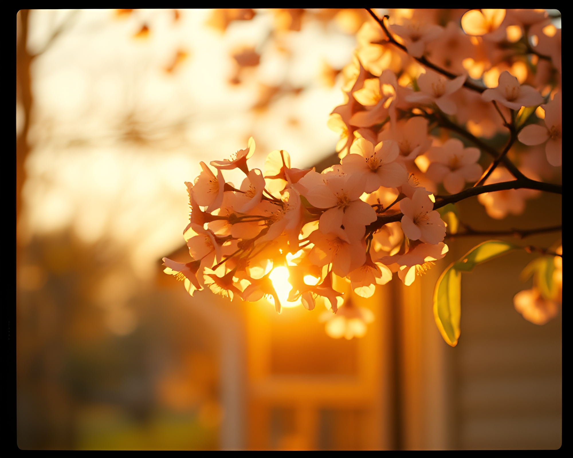 Vintage Film Sprocket Spring Blossom Rim Lighting – free AI stock image