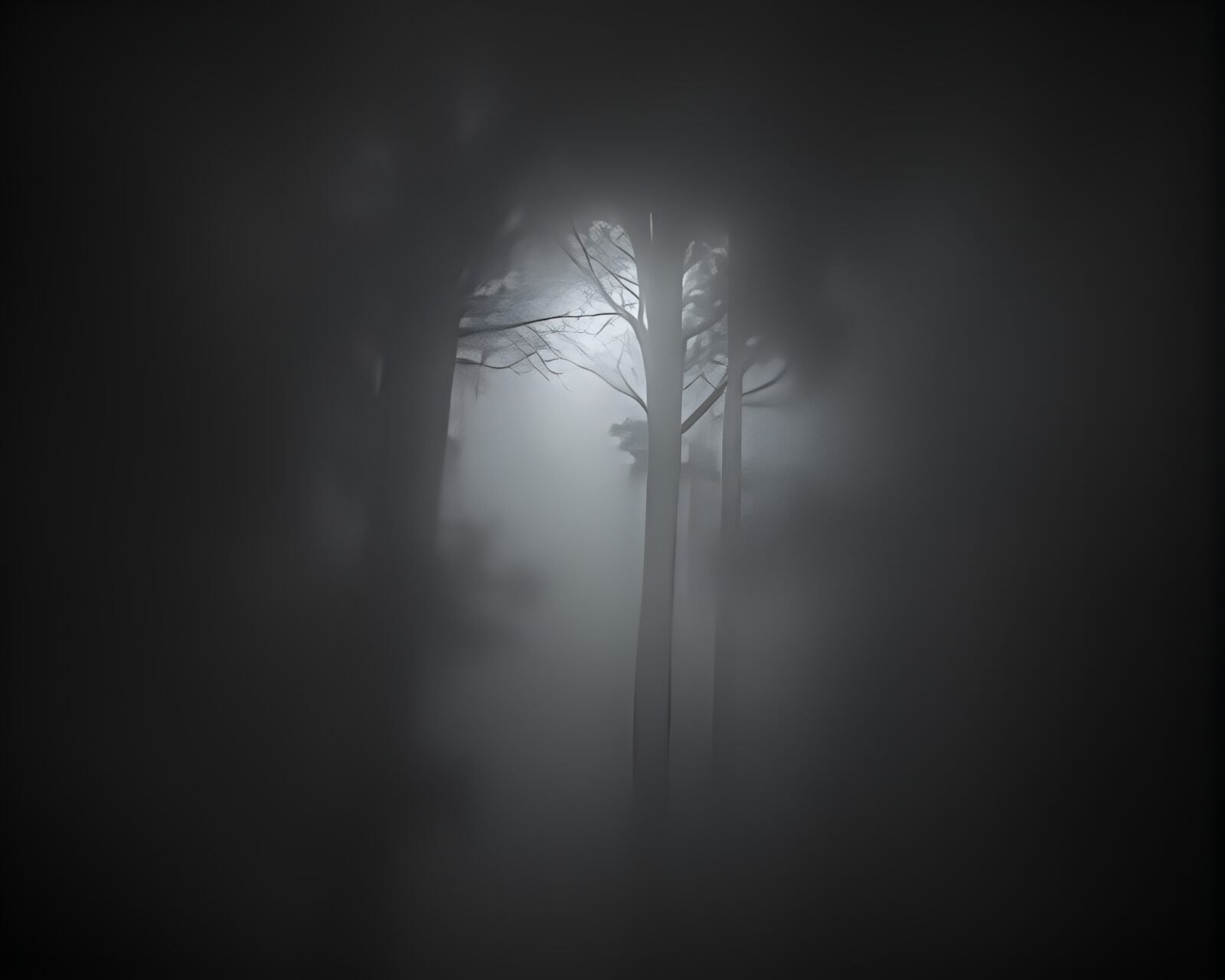A mysterious foggy scene with eerie Lovecraftian creatures embracing