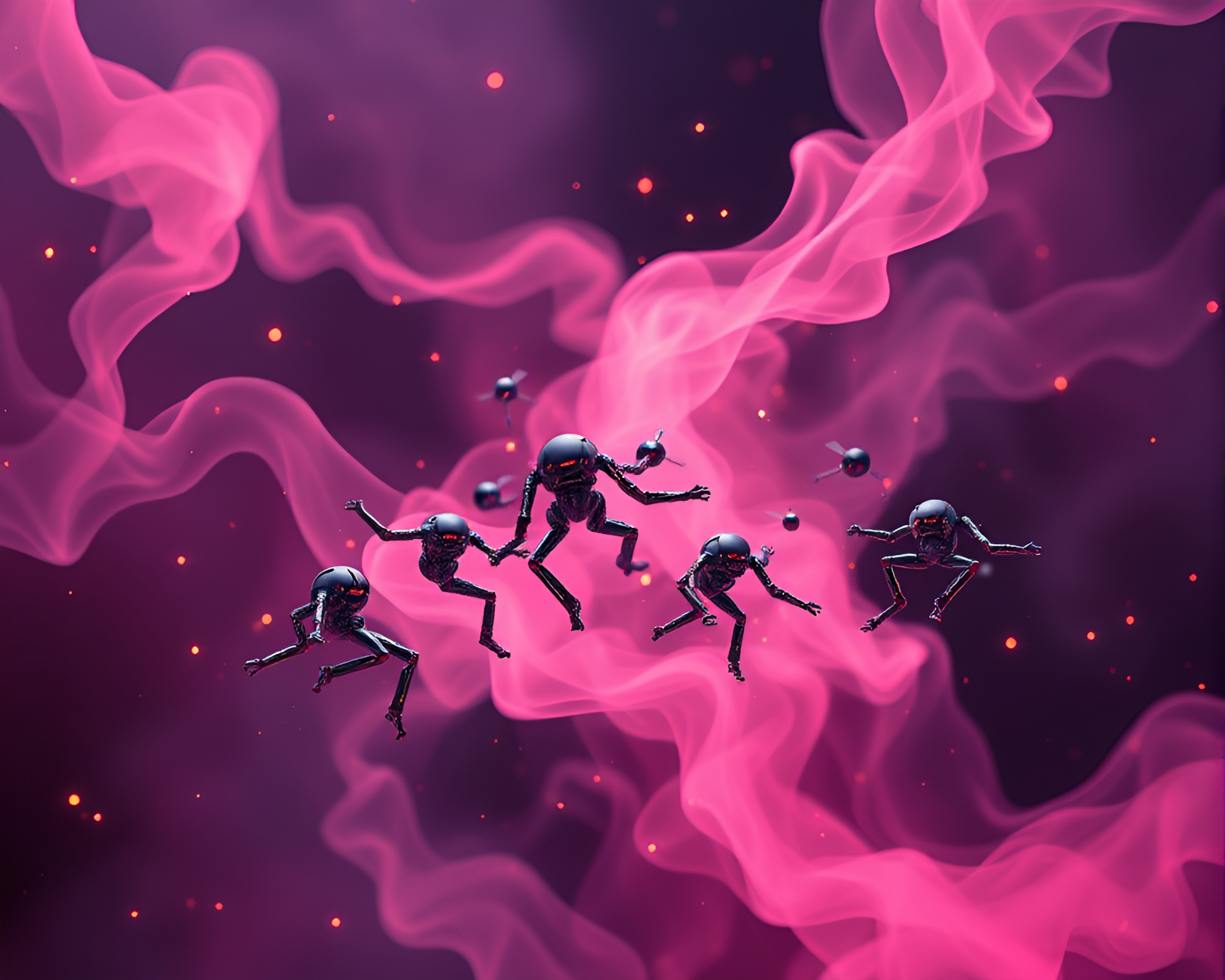 Nanobot Swarm Engulfed in Steam Vapor Composition – free AI stock image