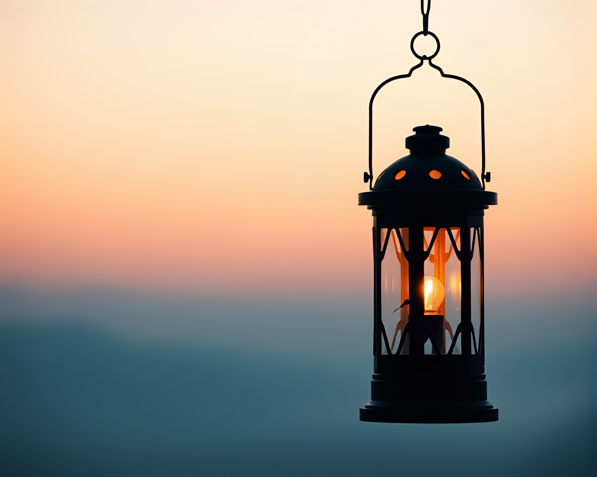 Minimalistic Lantern Glow with Pixelated Rim Lighting – free AI stock image
