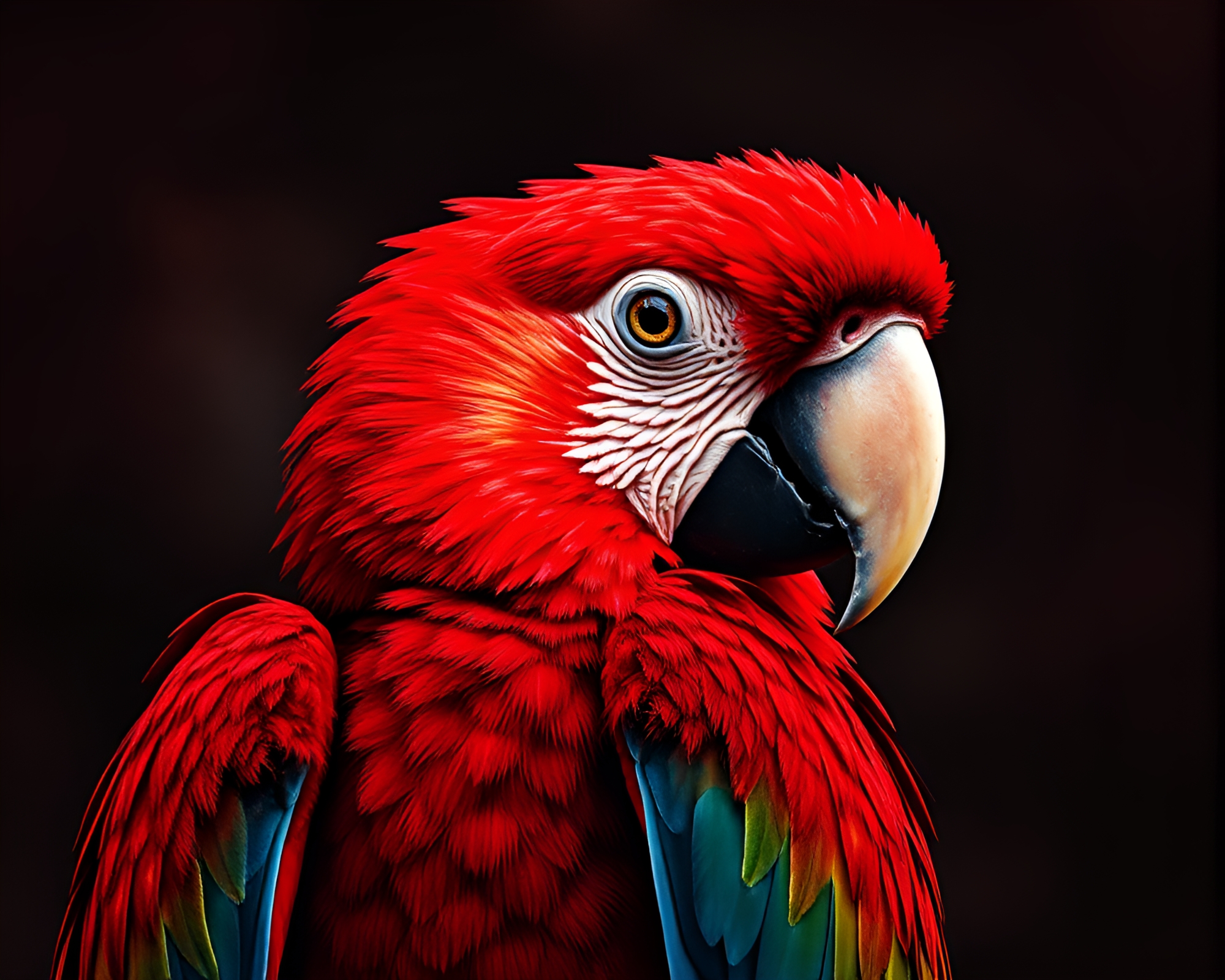 Vibrant Ruby Red Tropical Parrot Texture Overlay Art – free AI stock image