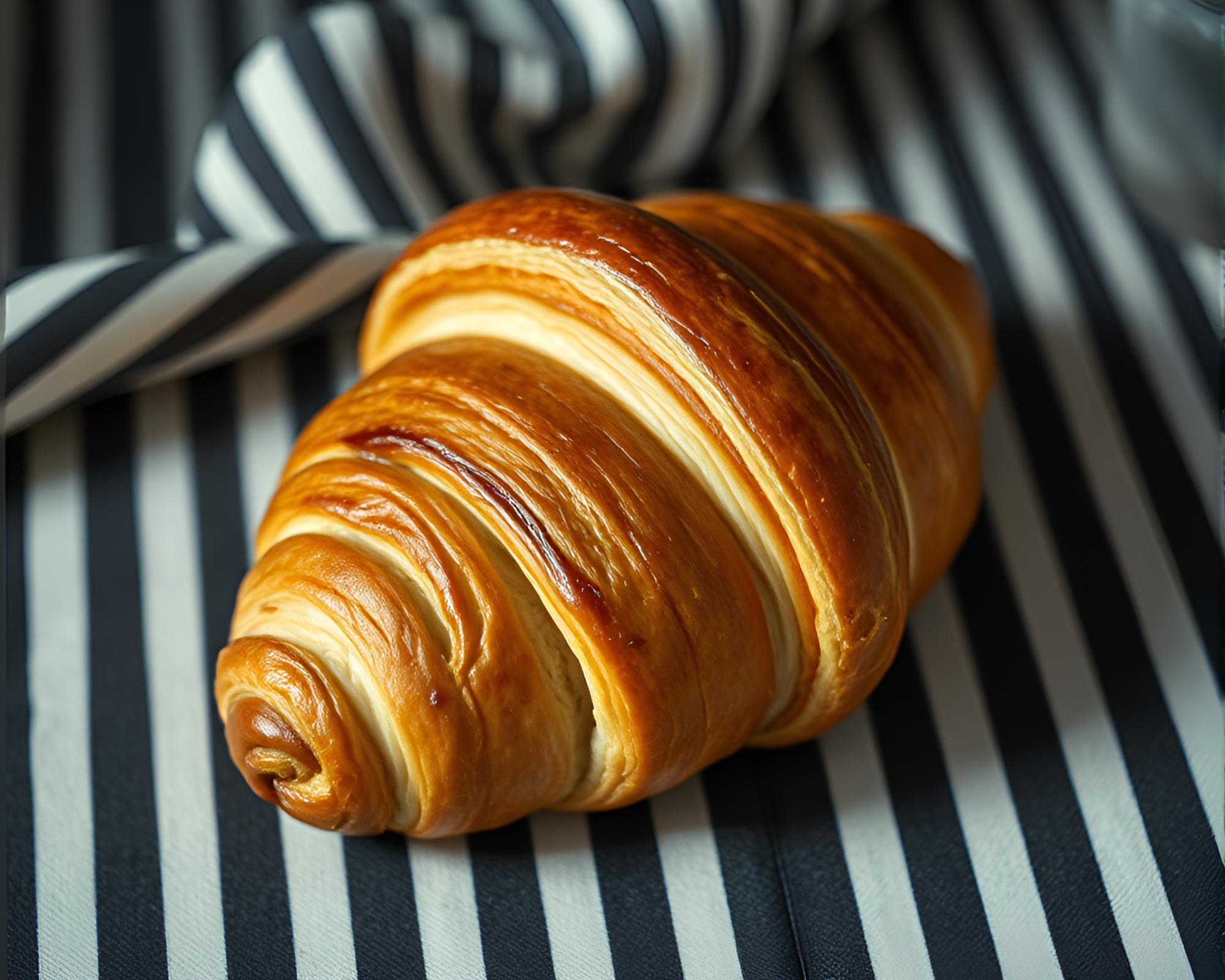 Croissant Delight: Striped Patisserie Fantasy – free AI stock image