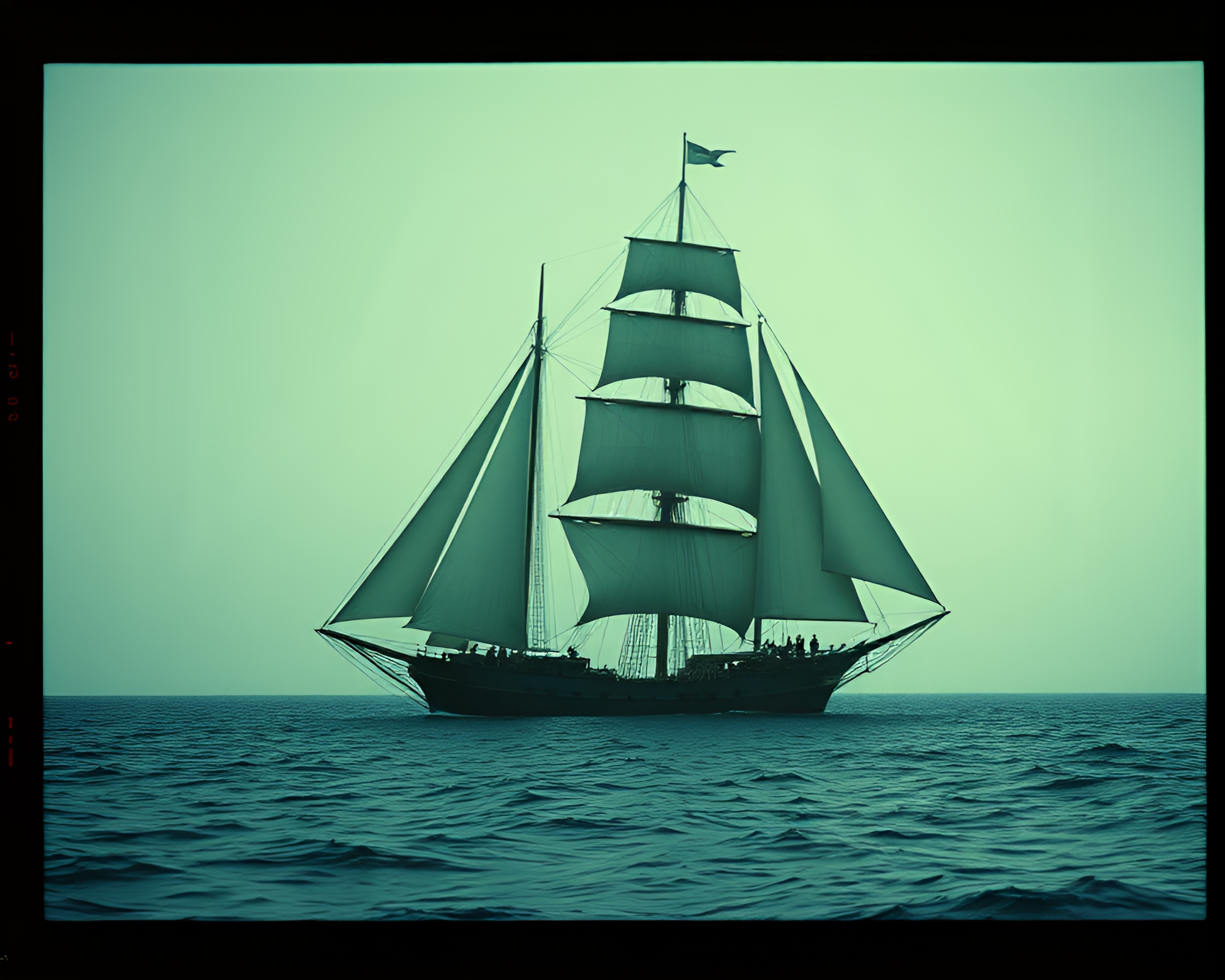 Sailboat Sailing Through Film Sprocket Holes – free AI stock image