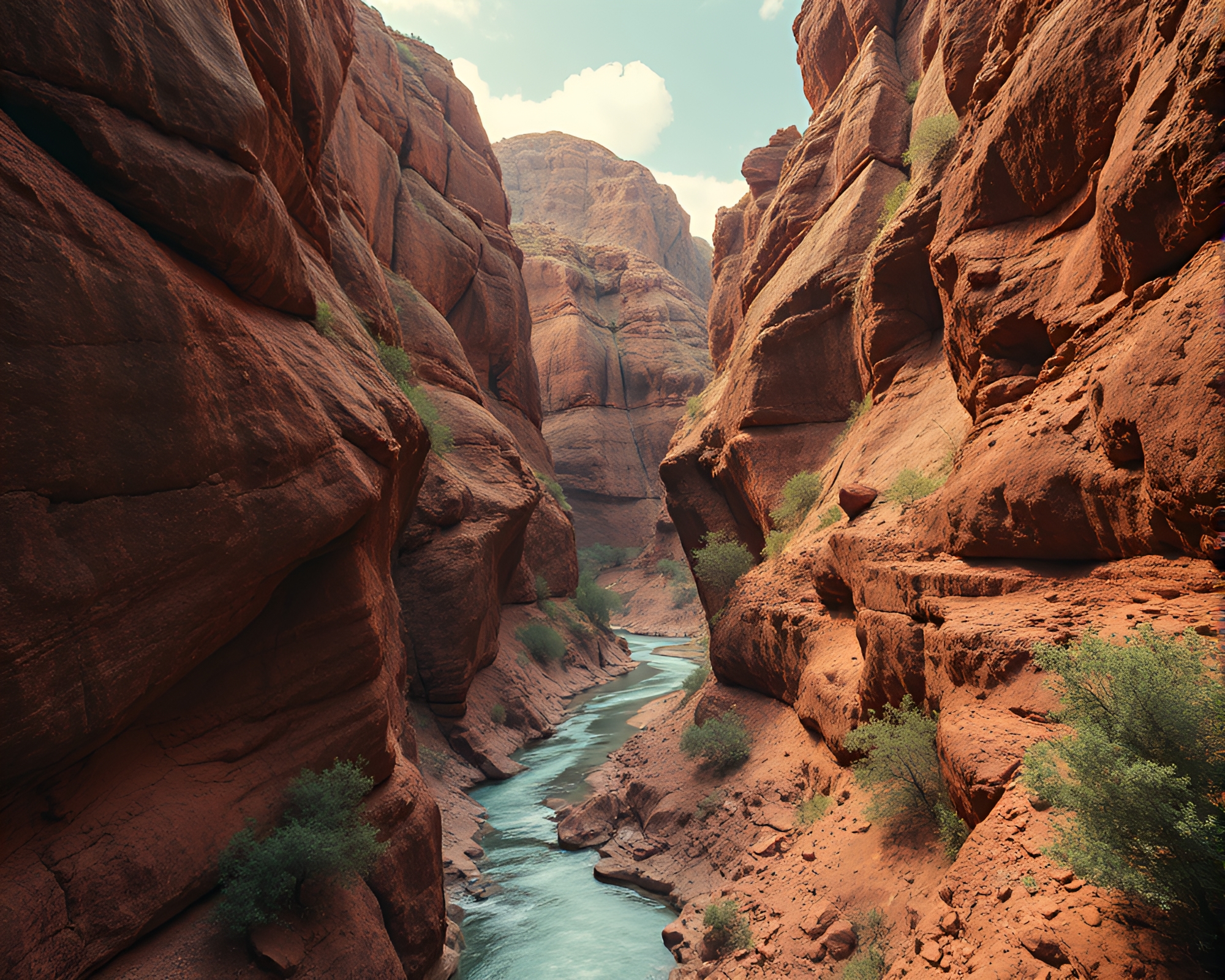 Hydra Guardian of the Rust Canyon Depths – free AI stock image