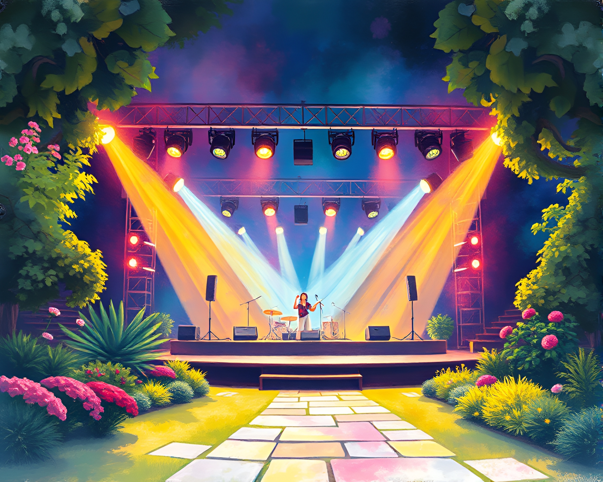 Fractal Zen Garden on Concert Stage – free AI stock image
