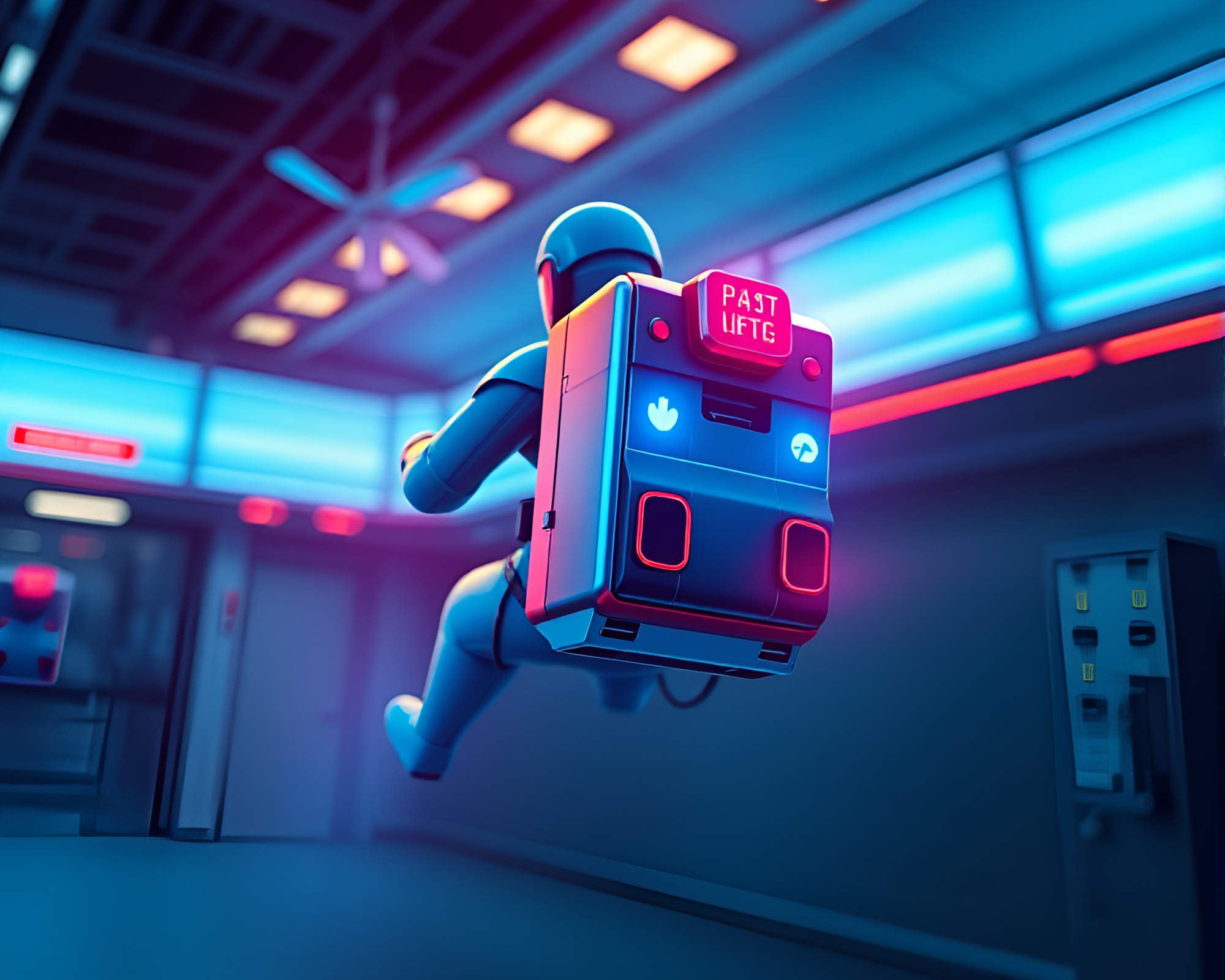 Brightly Colored Jetpack Medical Illustration – free AI stock image
