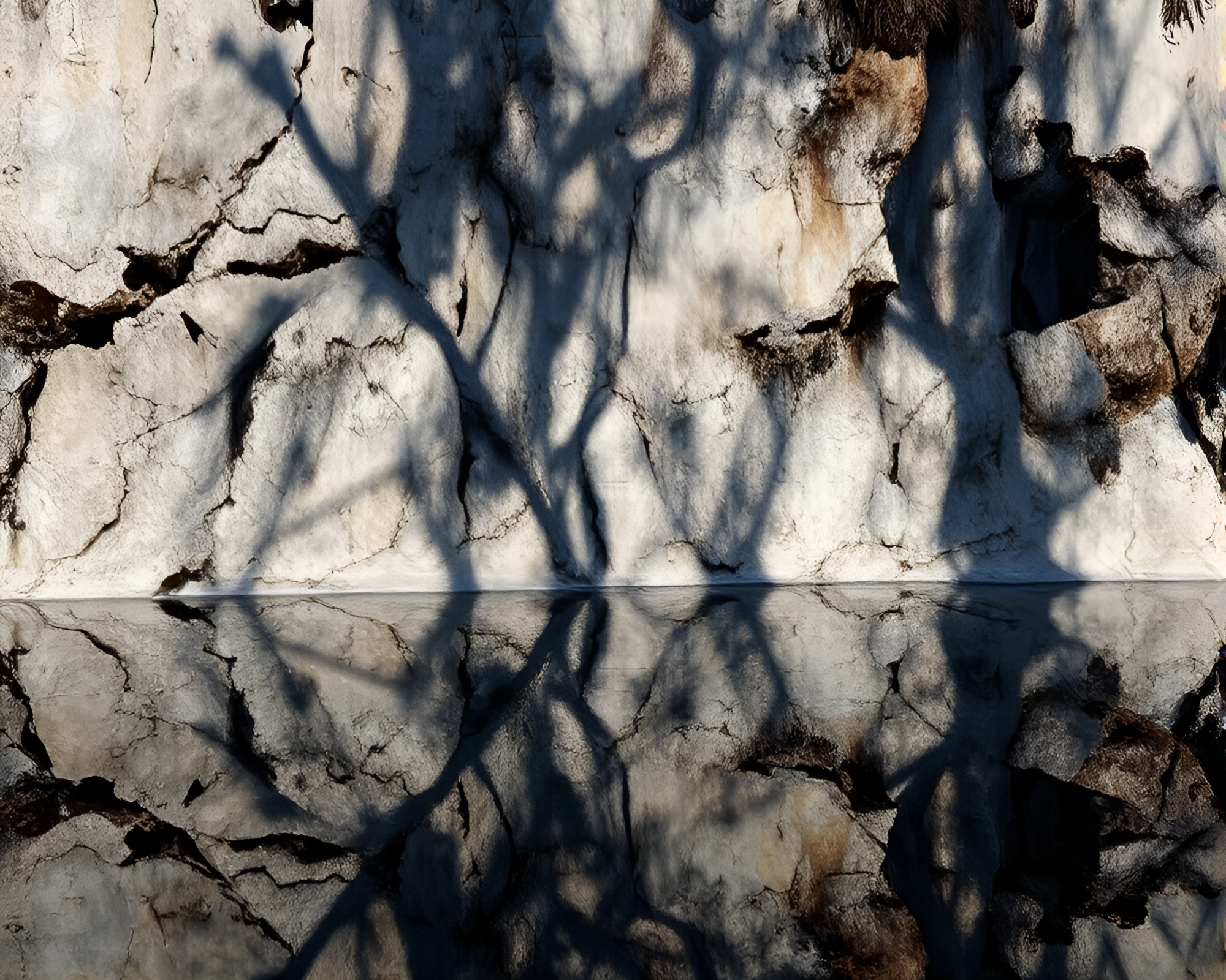 Fractal Cliffside Shadows: Algorithmic Reflections – free AI stock image
