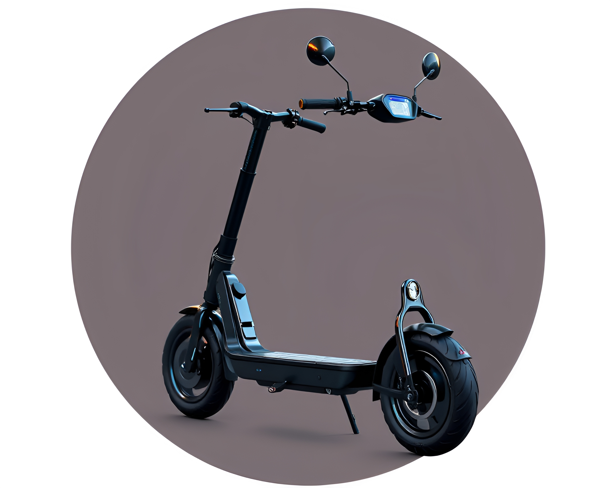 Electric Scooter in Holographic Circular Frame – free AI stock image