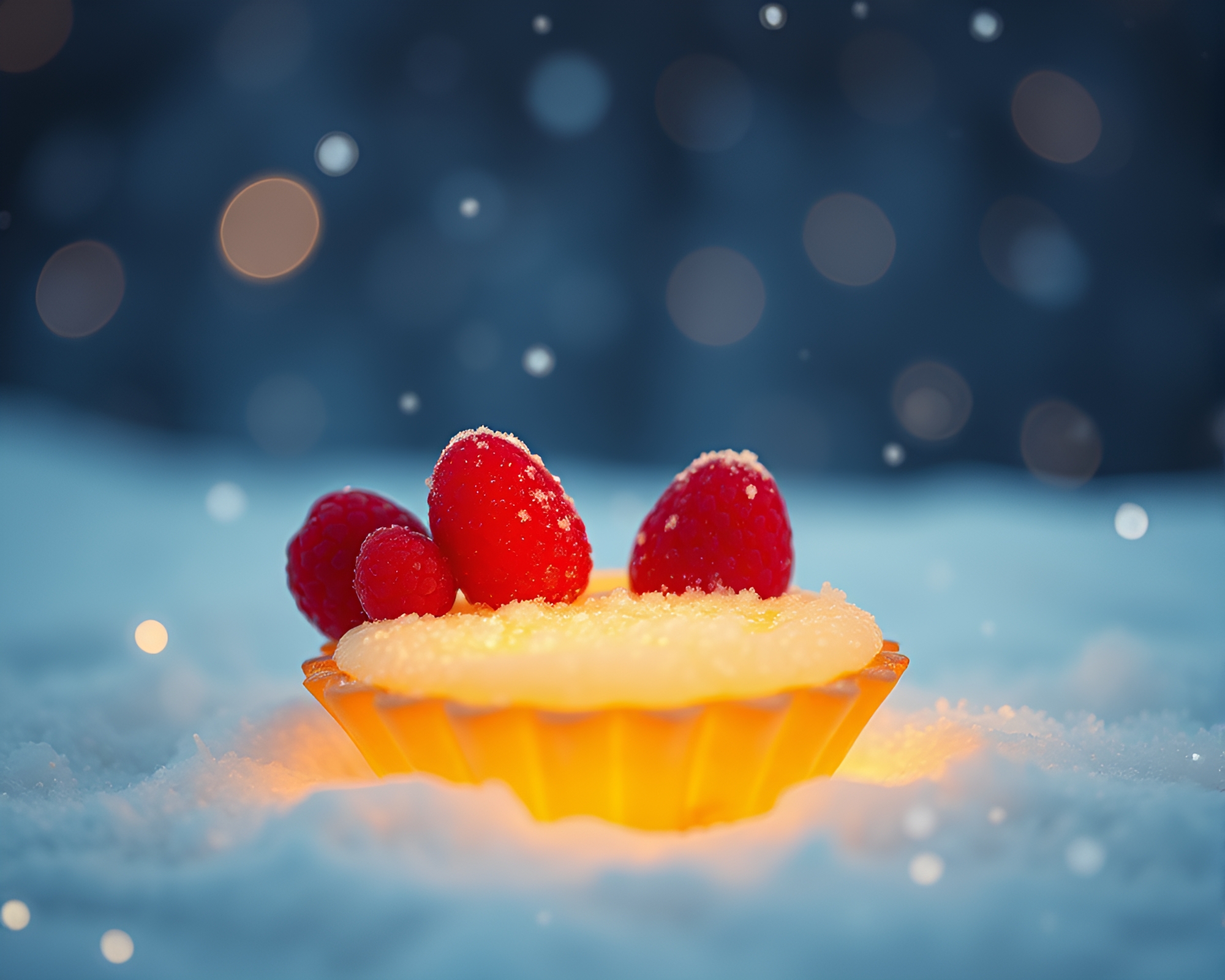 Snow-kissed Fruit Tart in Origami Style Film Burn – free AI stock image