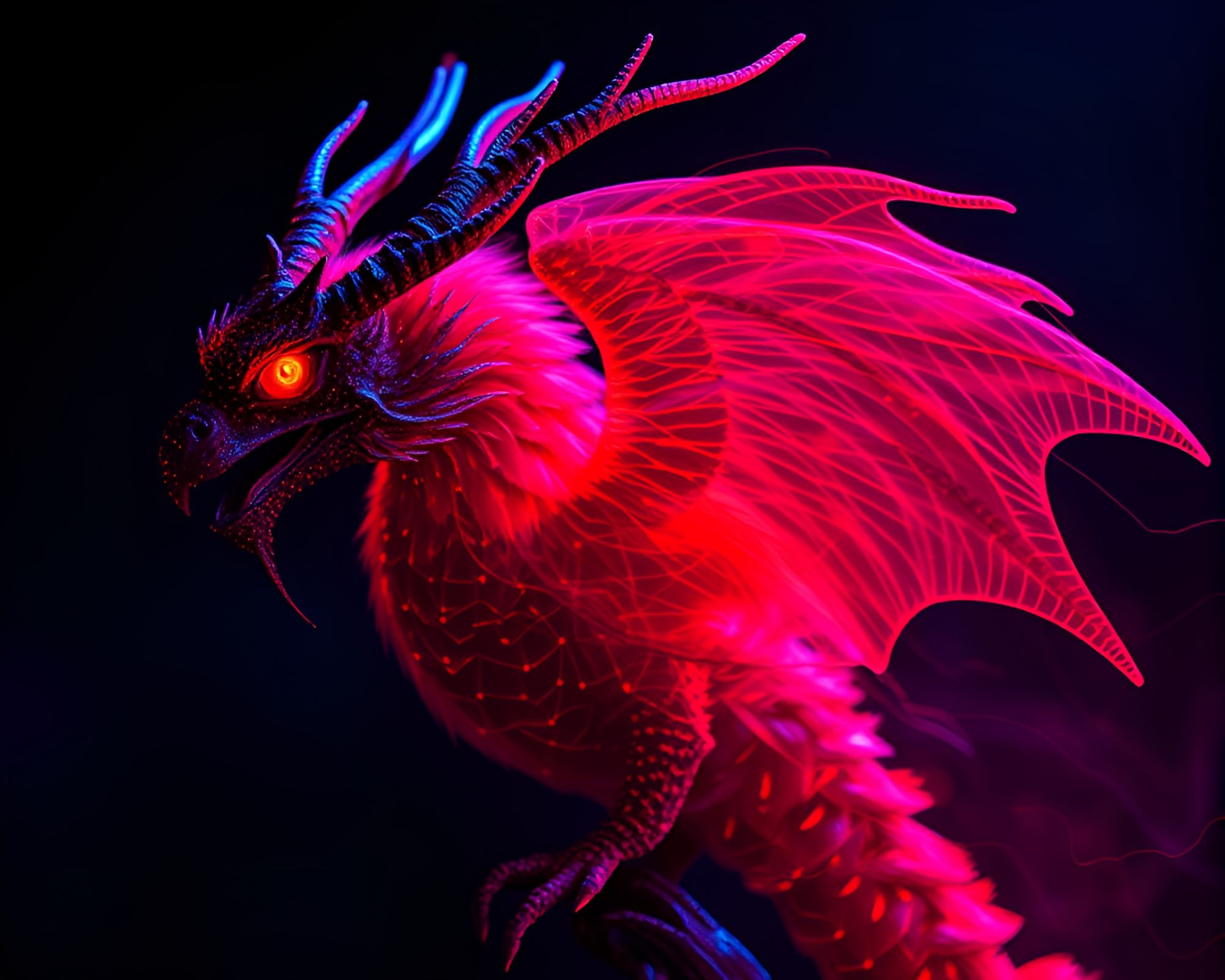 Majestic Gryphon in Fiber Optic Land – free AI stock image