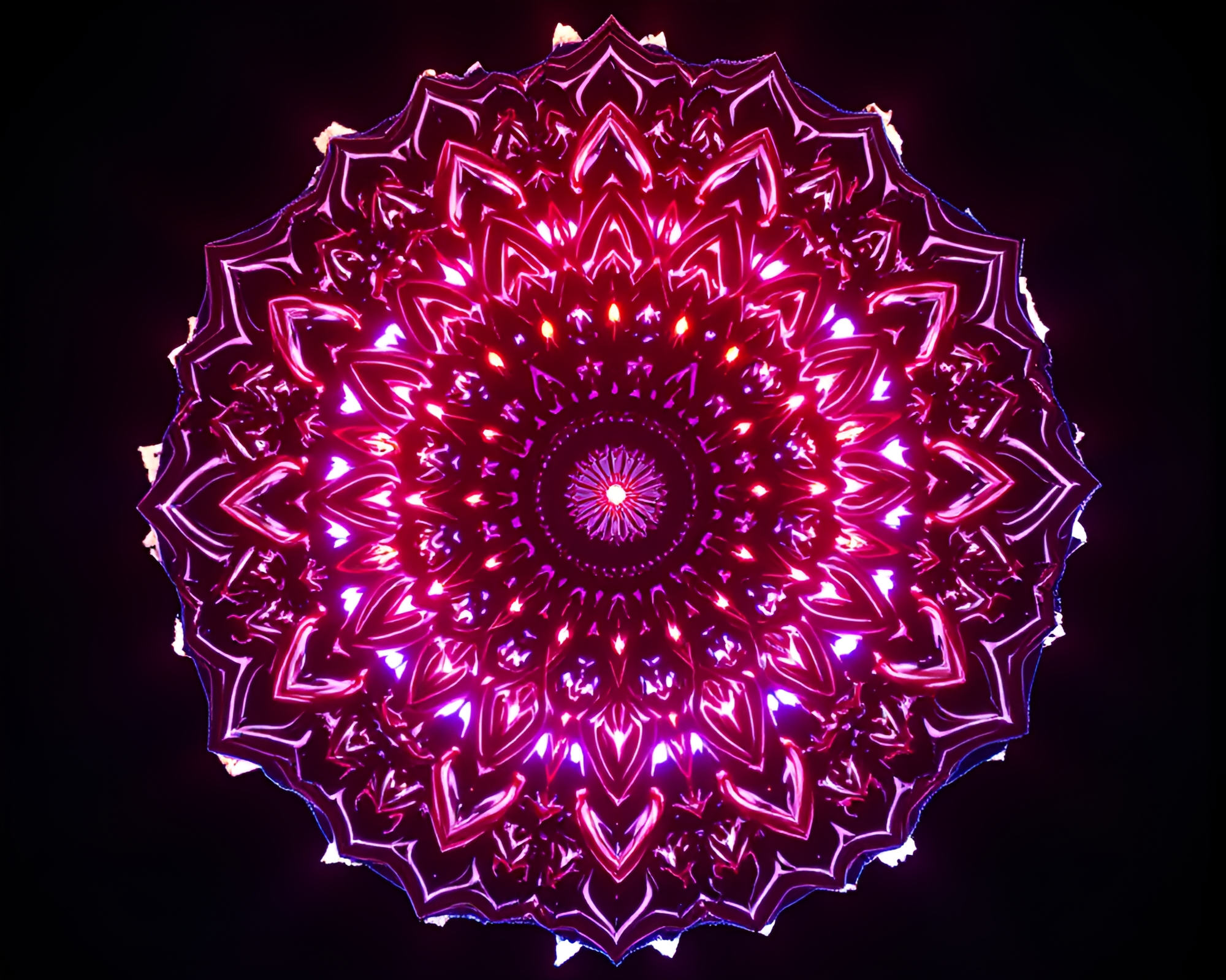 Mandala Design Surrounded by Torn Edges in Library Lamp Light – free AI stock image