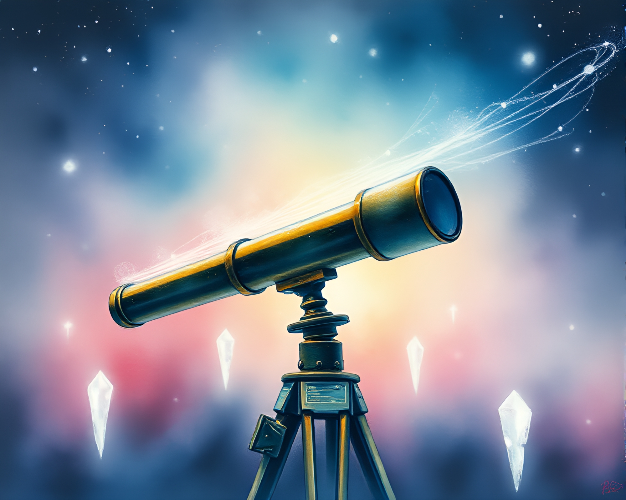 Vintage Telescope Amid Ice Crystal Necromancy – free AI stock image