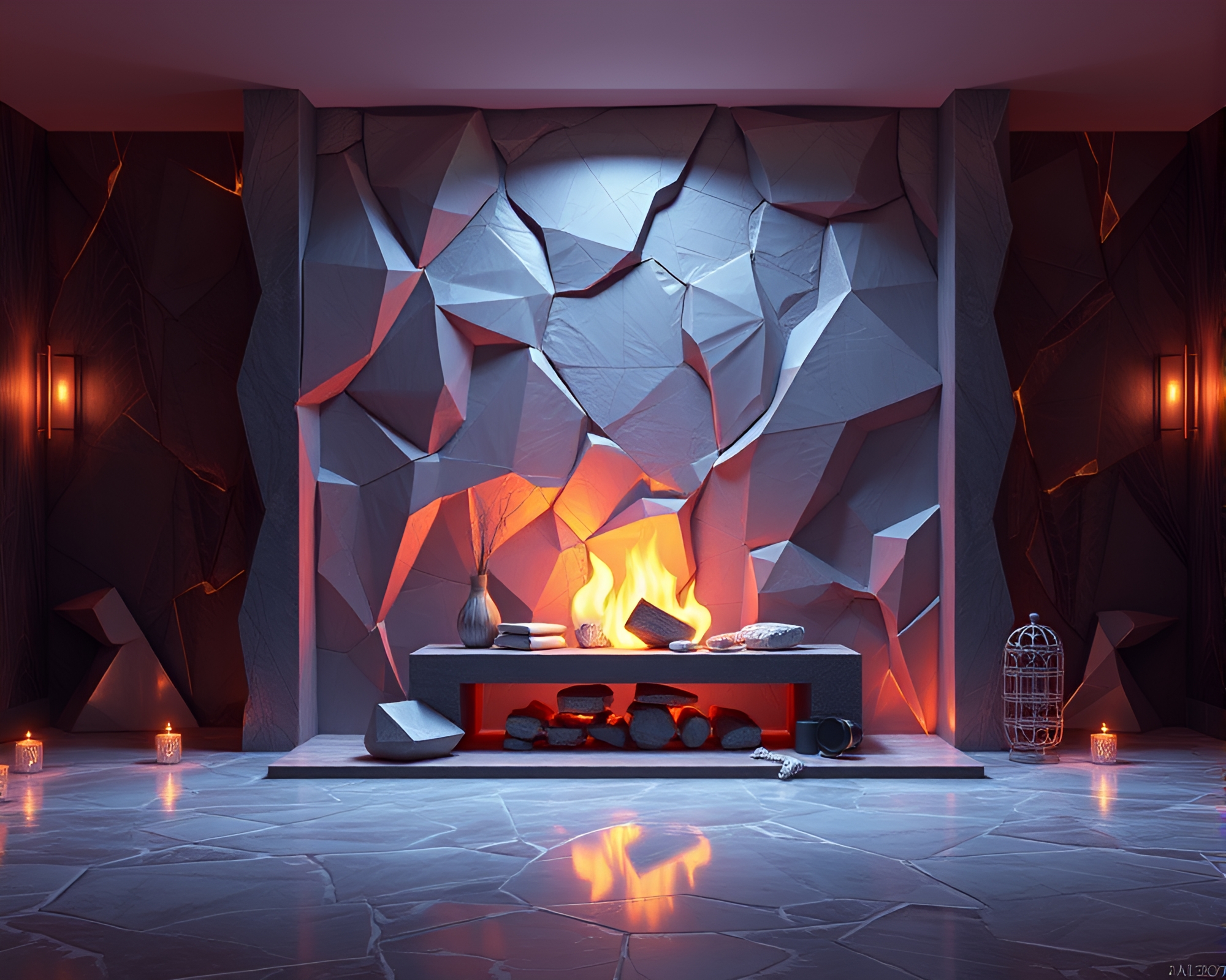 Surreal Dreamscape with Silver Leaf Accents – free AI stock image