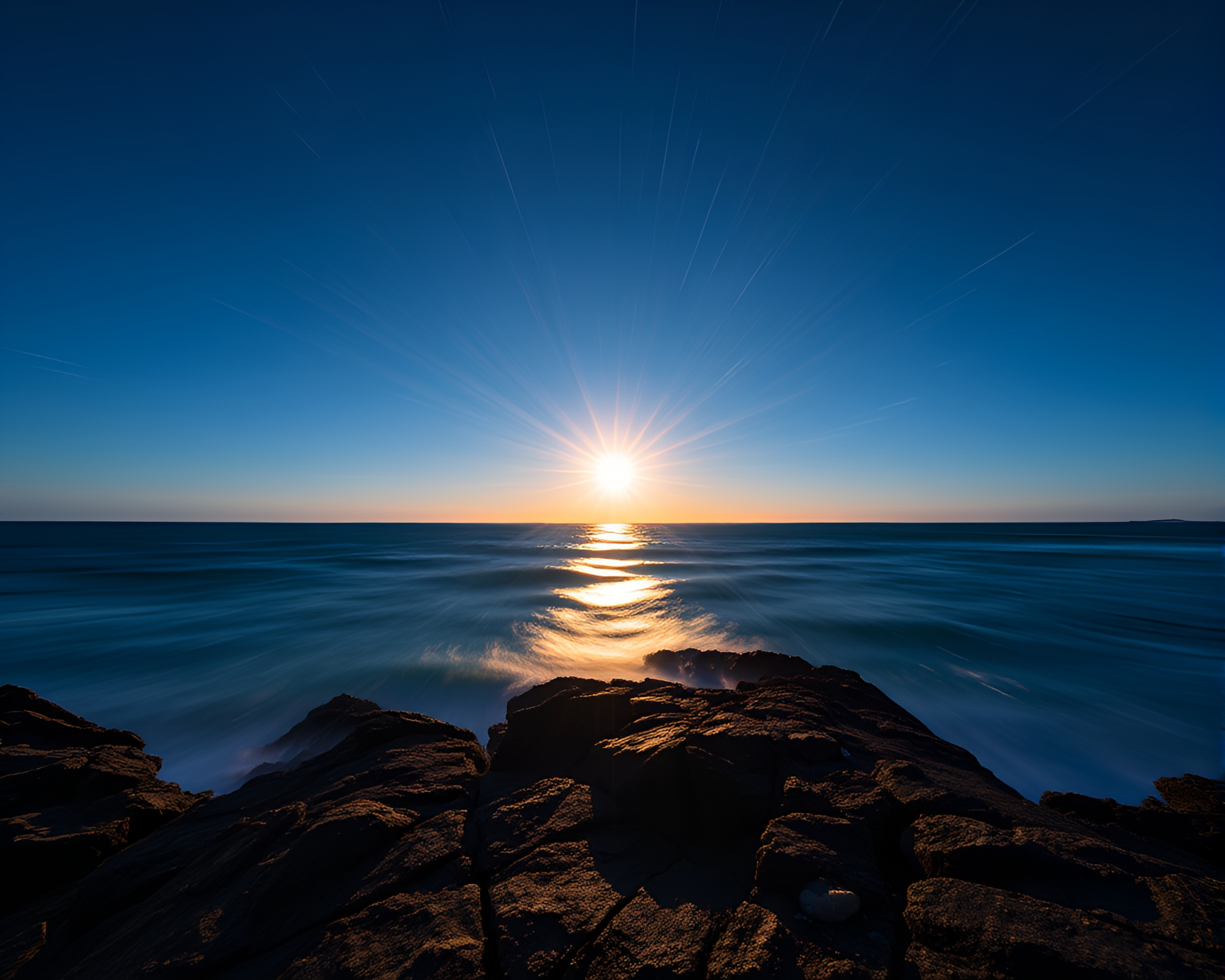 Time Vortex Lens Sunburst in Ocean Blue – free AI stock image