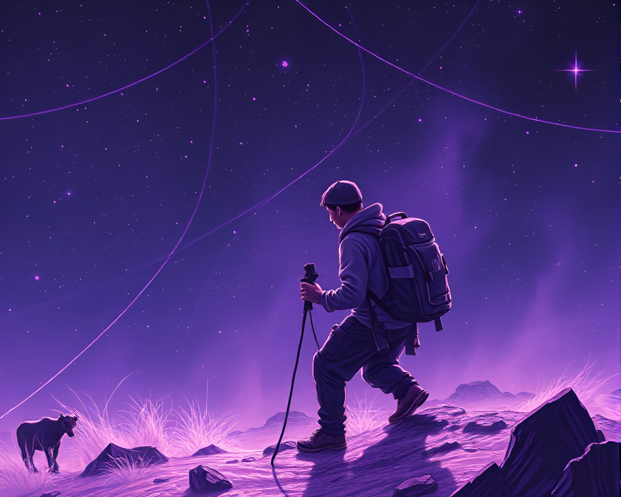Ethereal Fiber Optics Portal of Amethyst Realm – free AI stock image