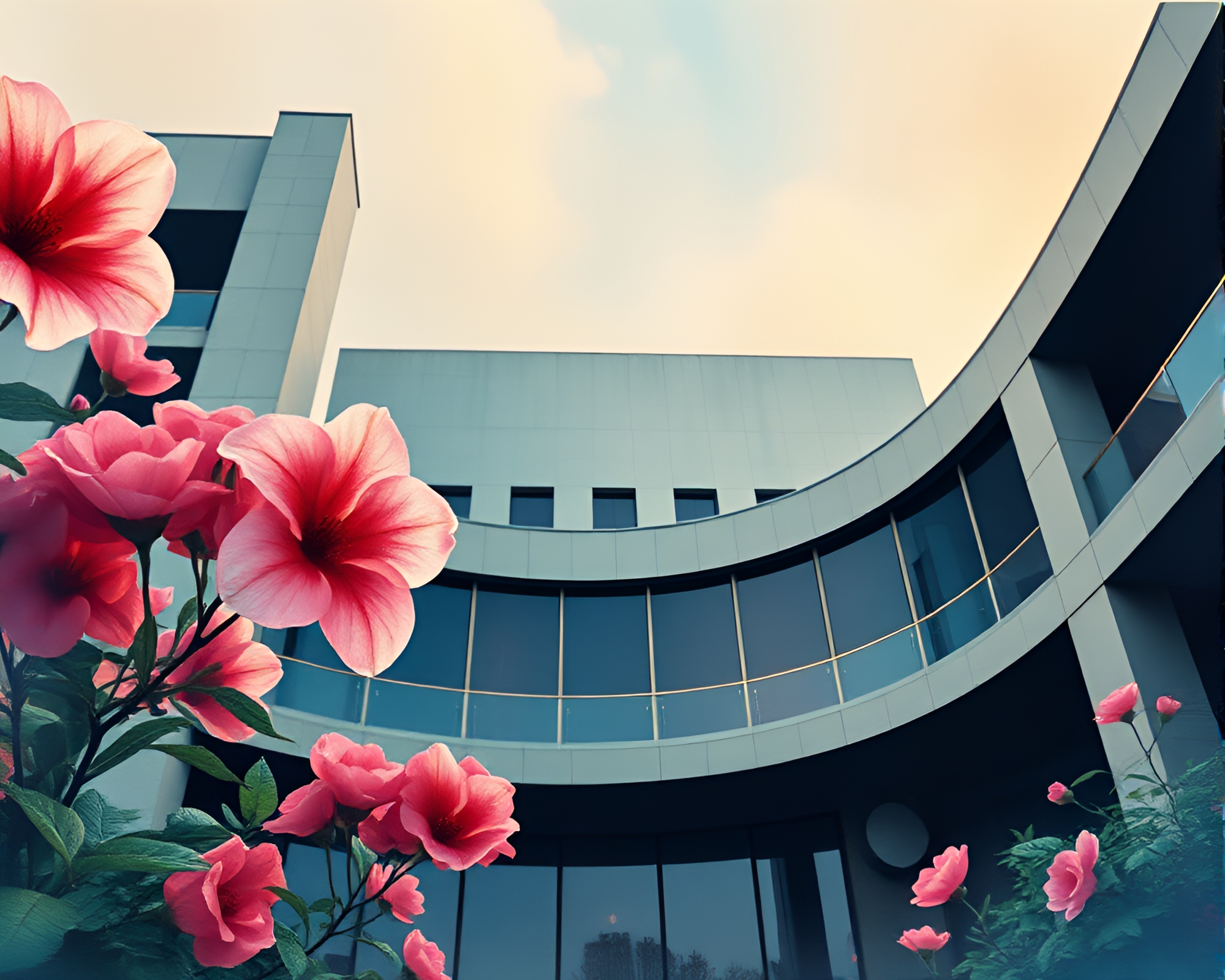 Watercolor Blooms Amid Brutalist Jewel Tones Noir – free AI stock image