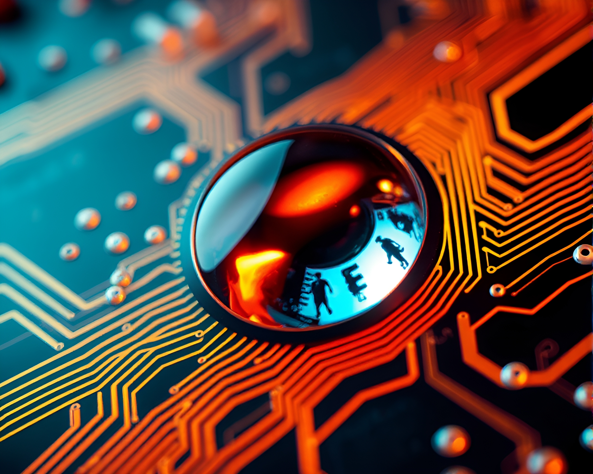 Futuristic Smart Contact Lens Circuit Board Illustration – free AI stock image