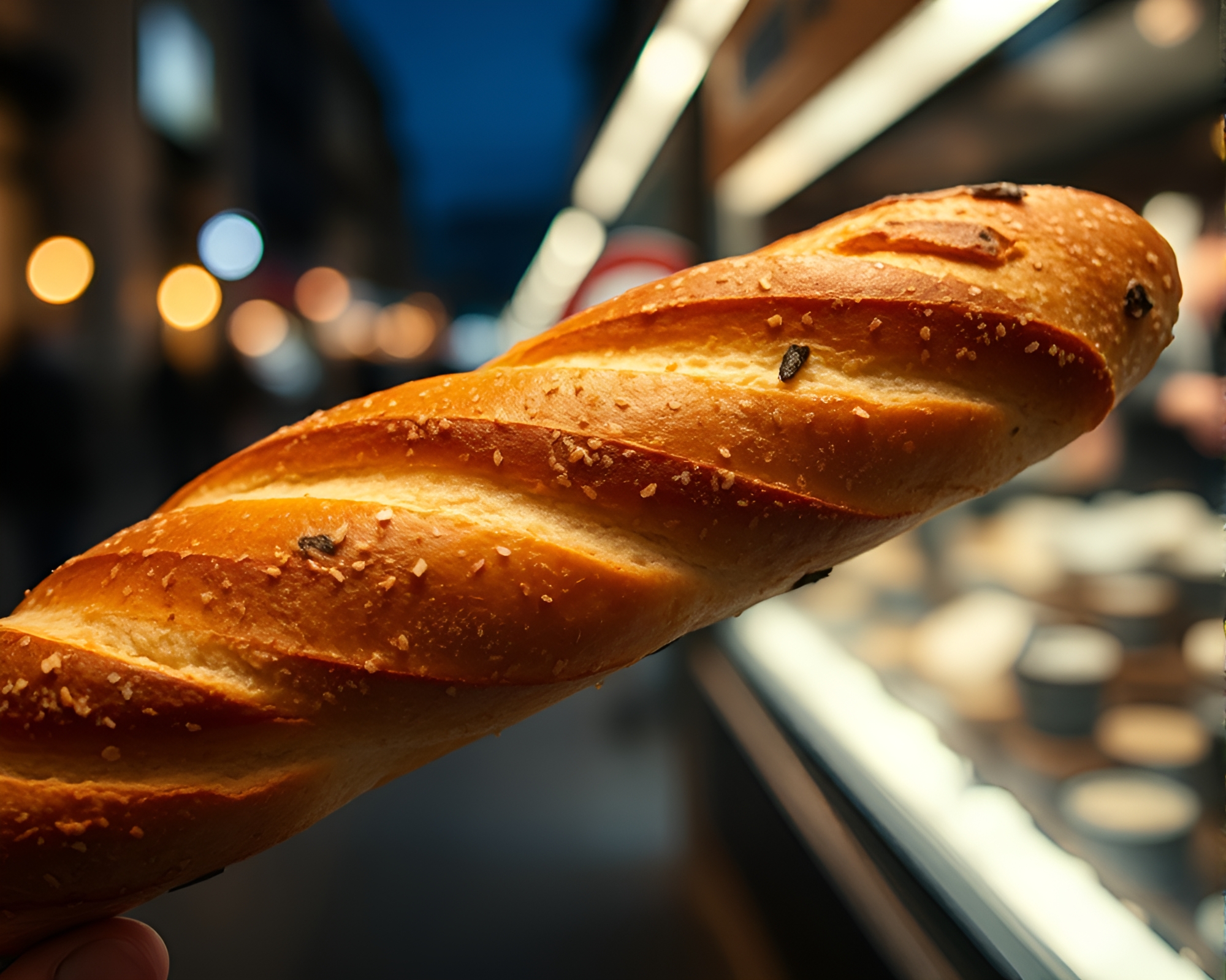 Baguette close-up in noir motion blur – free AI stock image
