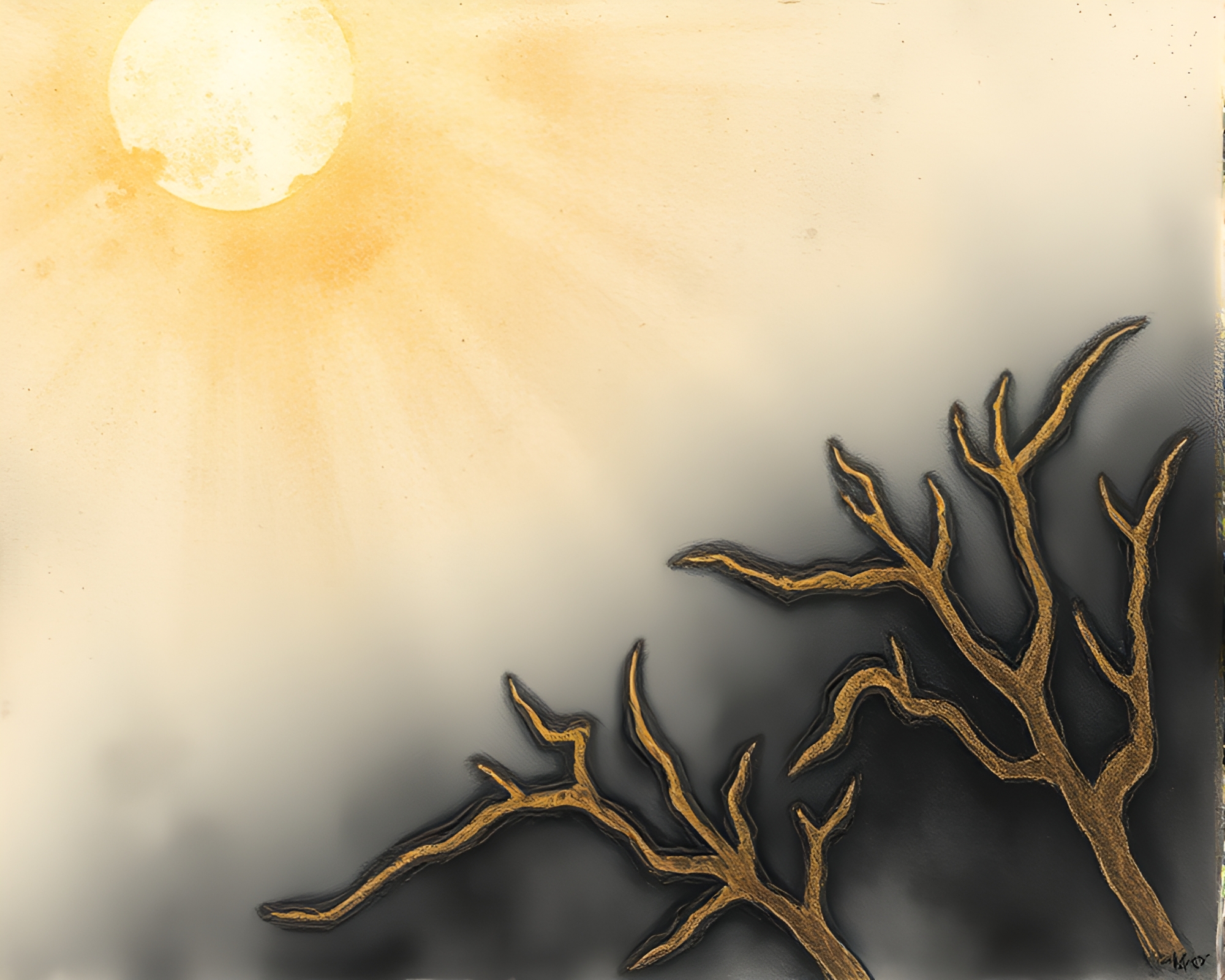 Coral Atoll Morning: Charcoal Sketch of Leaf Veins – free AI stock image