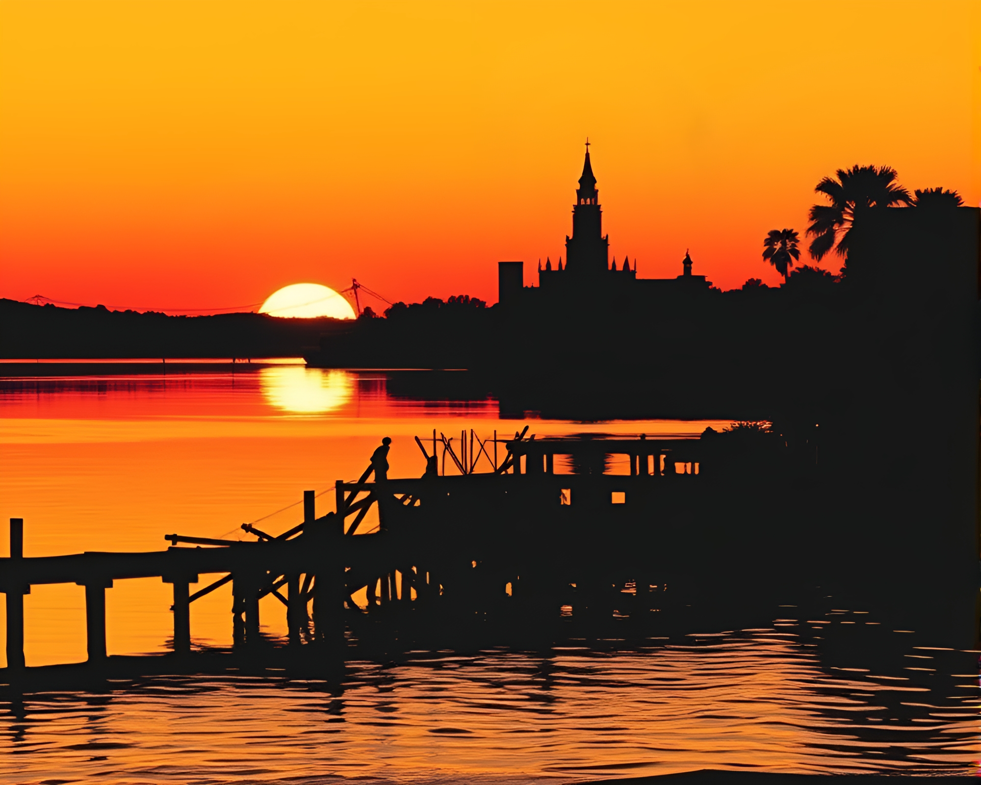 Savannah Sunset Mirage in Woodcut Style – free AI stock image