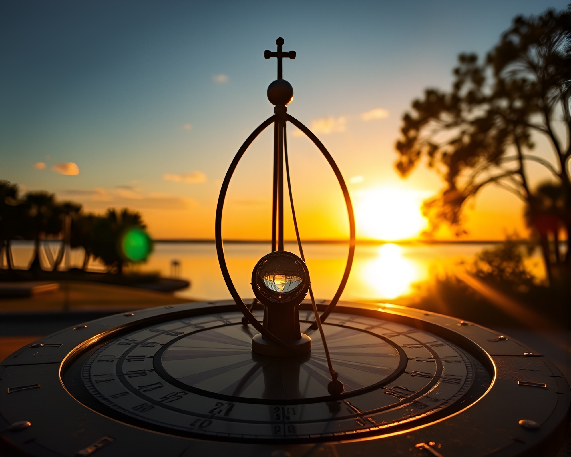 Savannah Golds in Sundial Reflection Silhouette – free AI stock image