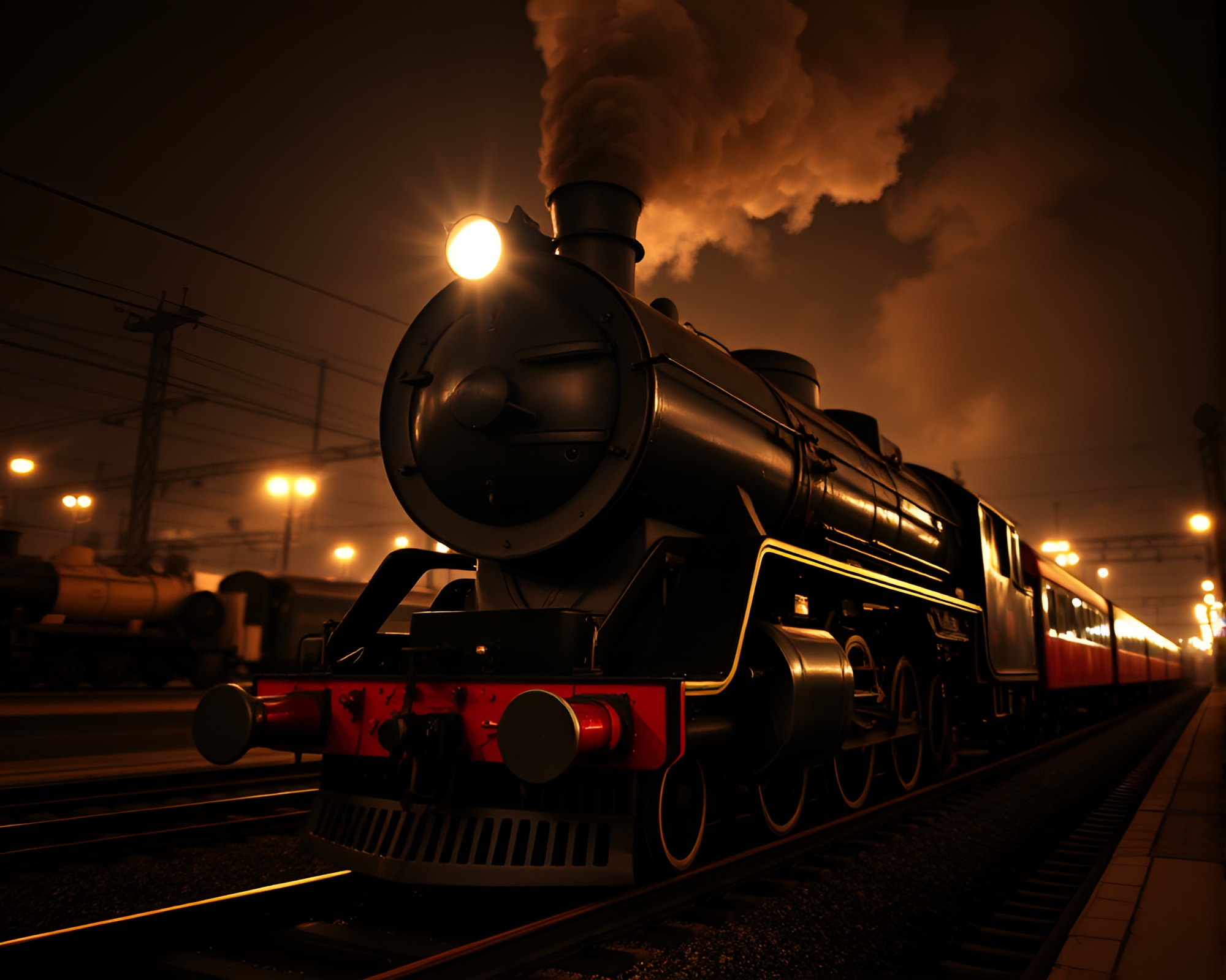 Halftone Steam Locomotive in Ambient Occlusion Lighting – free AI stock image