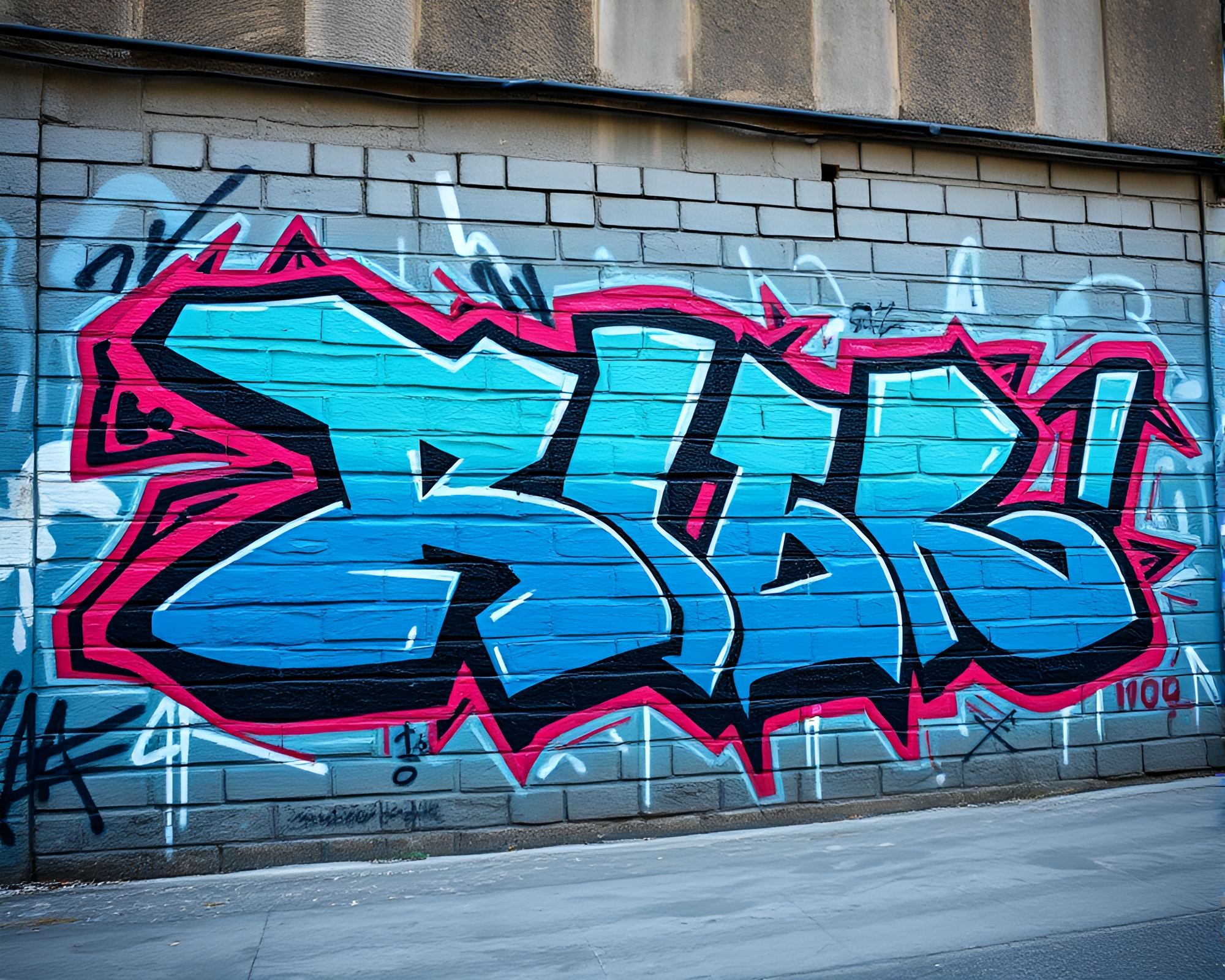 Arctic Blue Augmented Reality Mural Graffiti Concept – free AI stock image