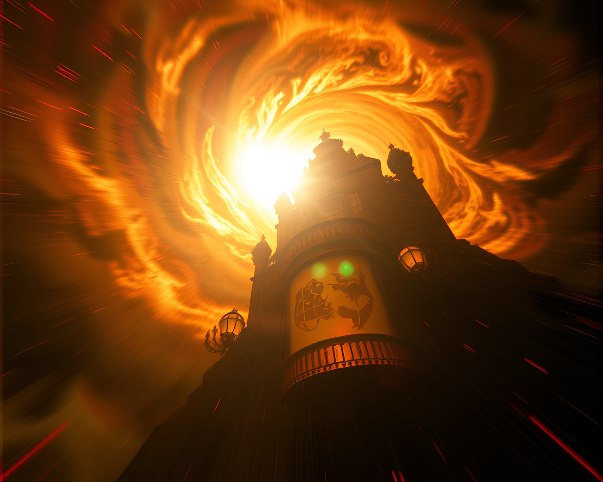 Eldritch Lens Distortion in Cosmic Opera-House Glow – free AI stock image