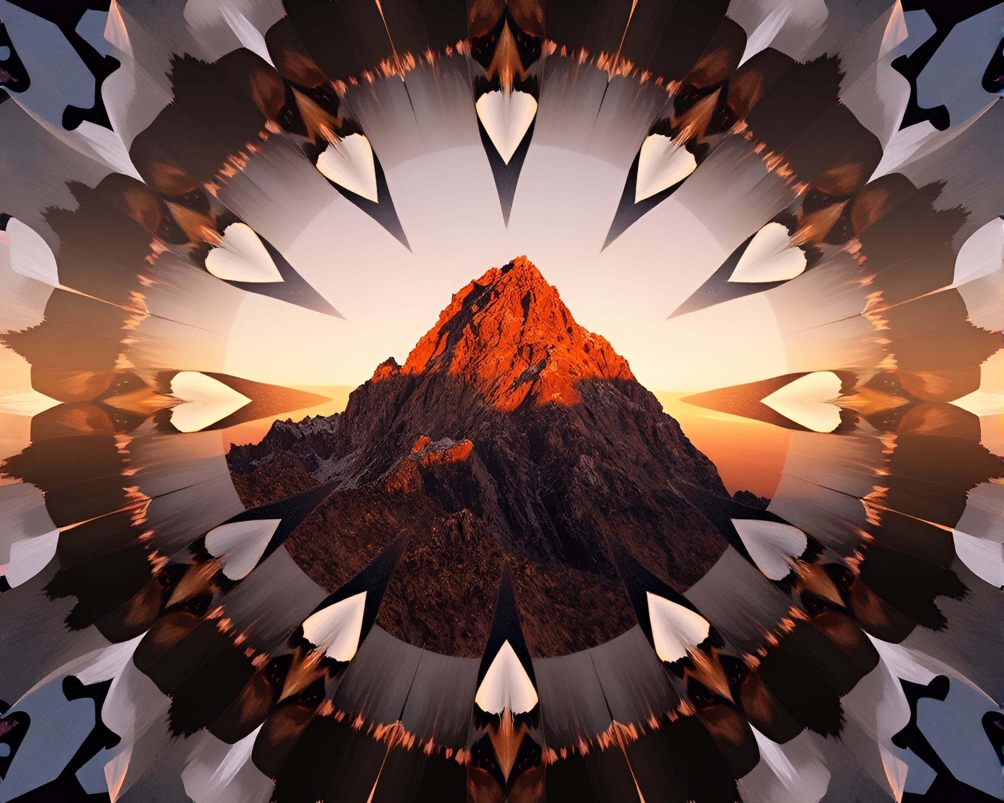Kaleidoscope Mountain Goat at Golden Hour Dusk – free AI stock image